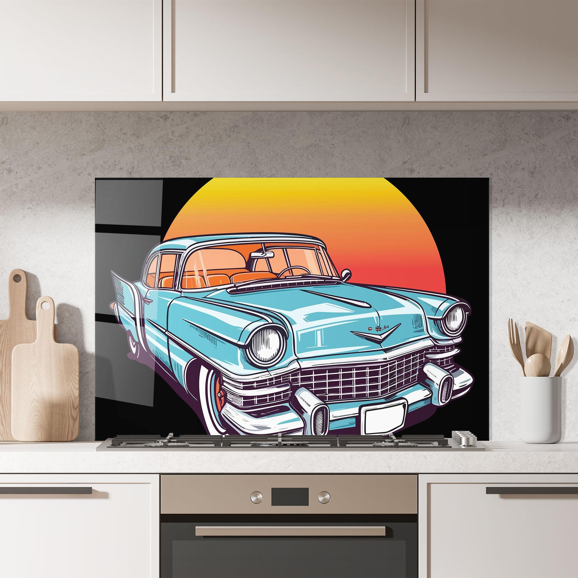 Panel Szklany do Kuchni Blue Sunset Car mockup 7