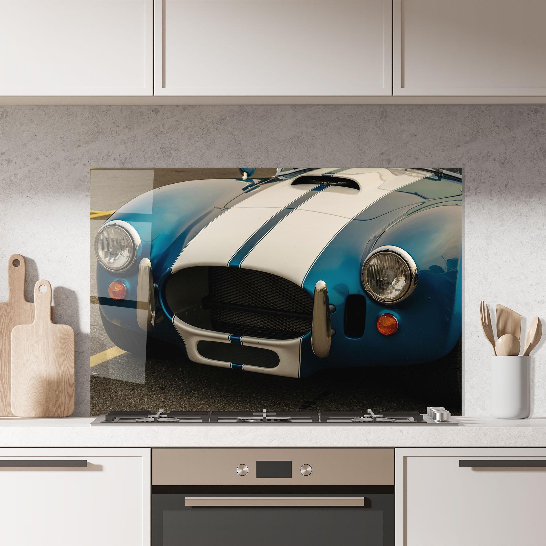 Panel Szklany do Kuchni Blue Vintage Car mockup 7
