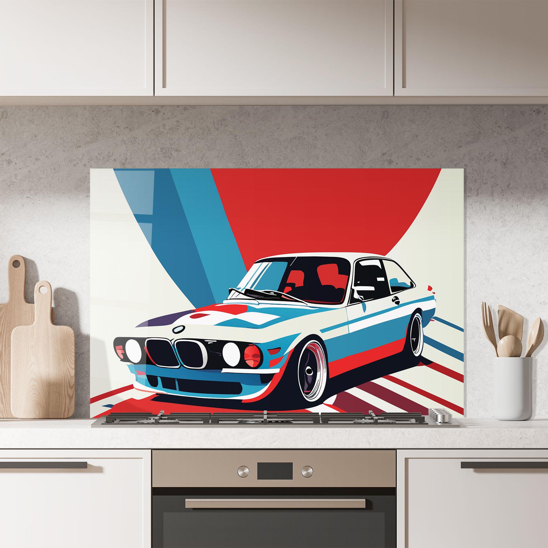 Panel Szklany do Kuchni Vintage Bmw mockup 7