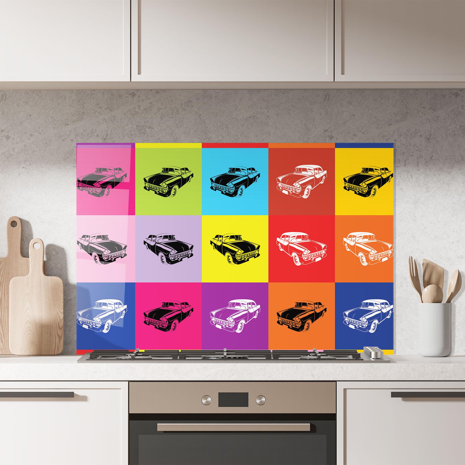 Panel Szklany do Kuchni Vintage Car Mix mockup 7