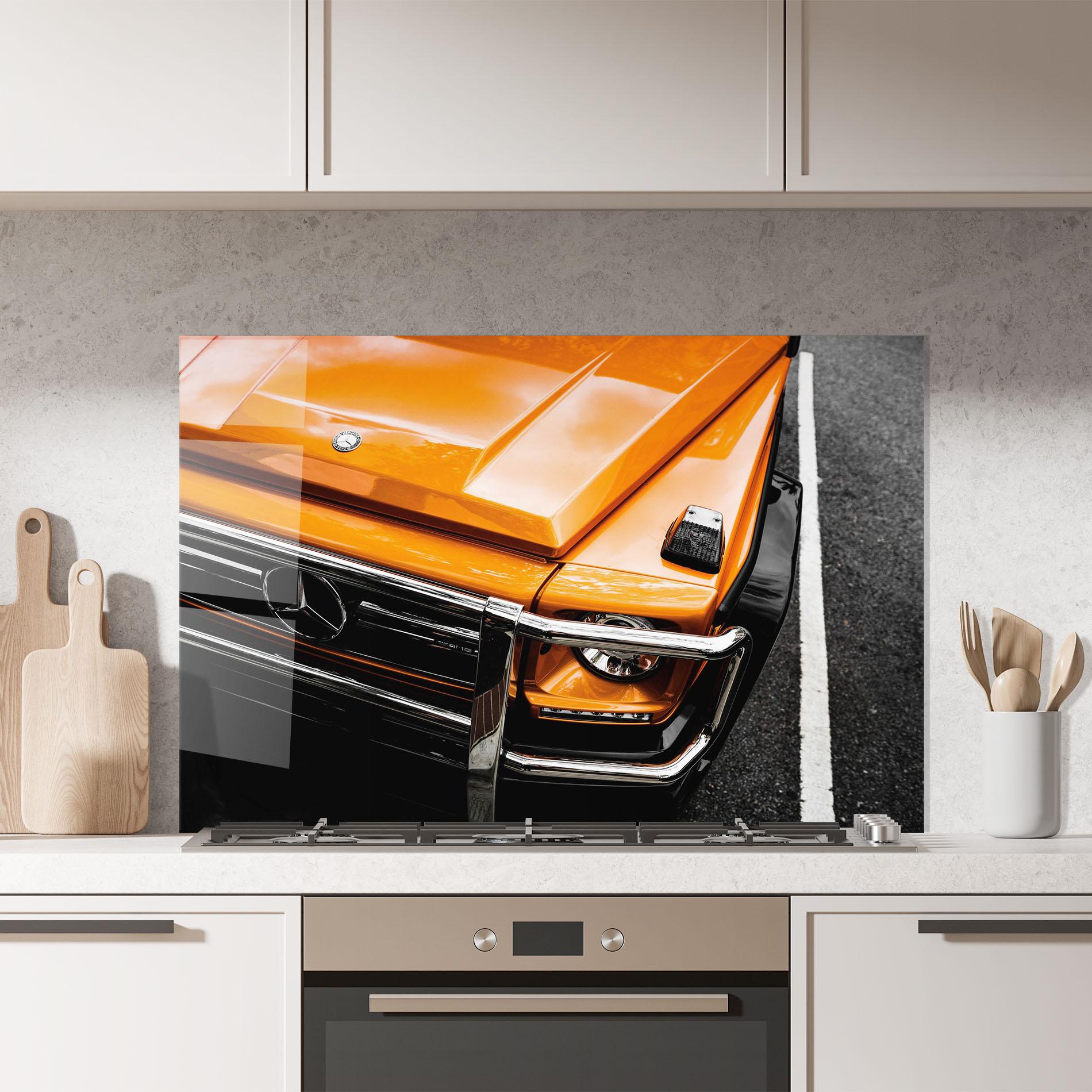 Panel Szklany do Kuchni Vintage Orange Car mockup 7