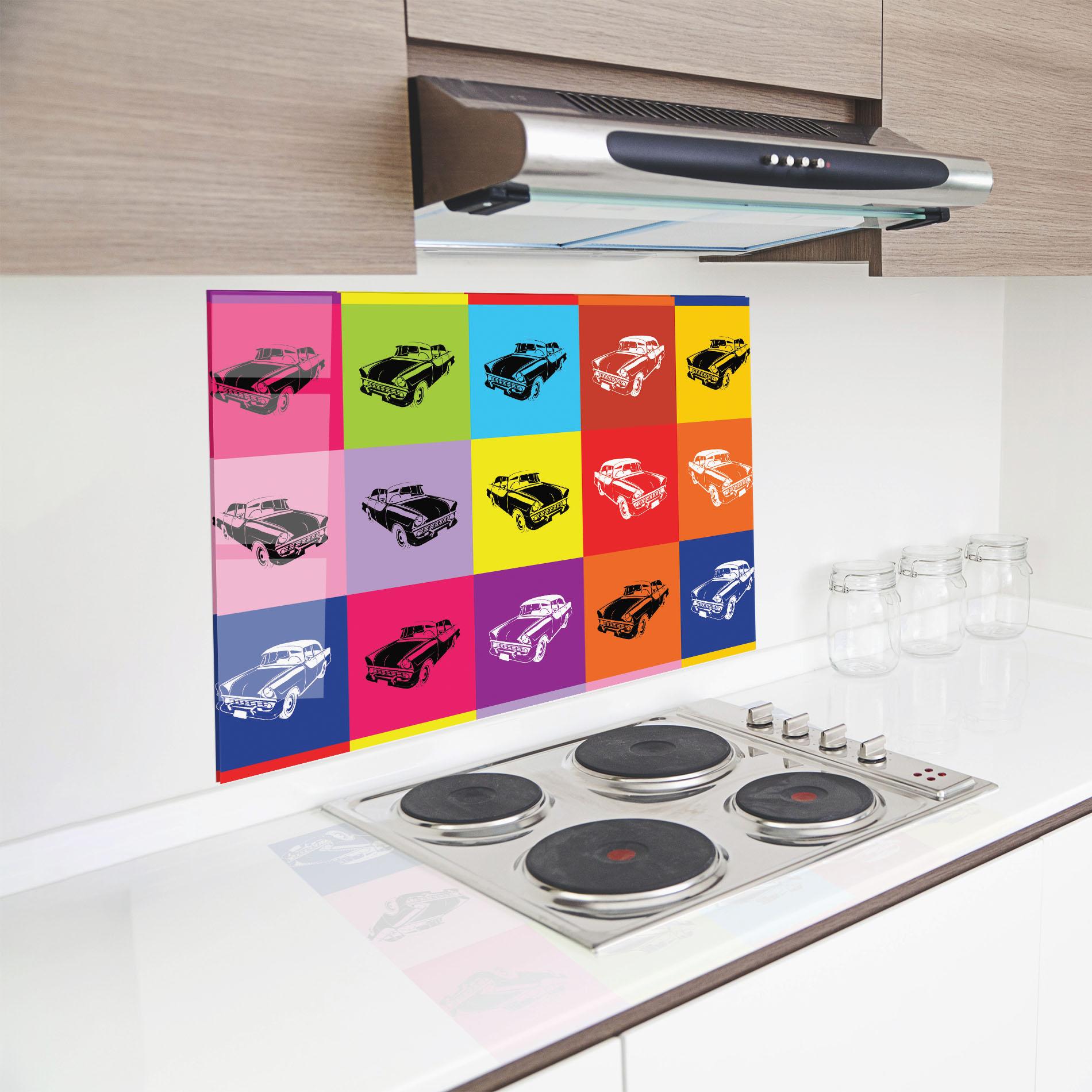 Panel Szklany do Kuchni Vintage Car Mix mockup 8
