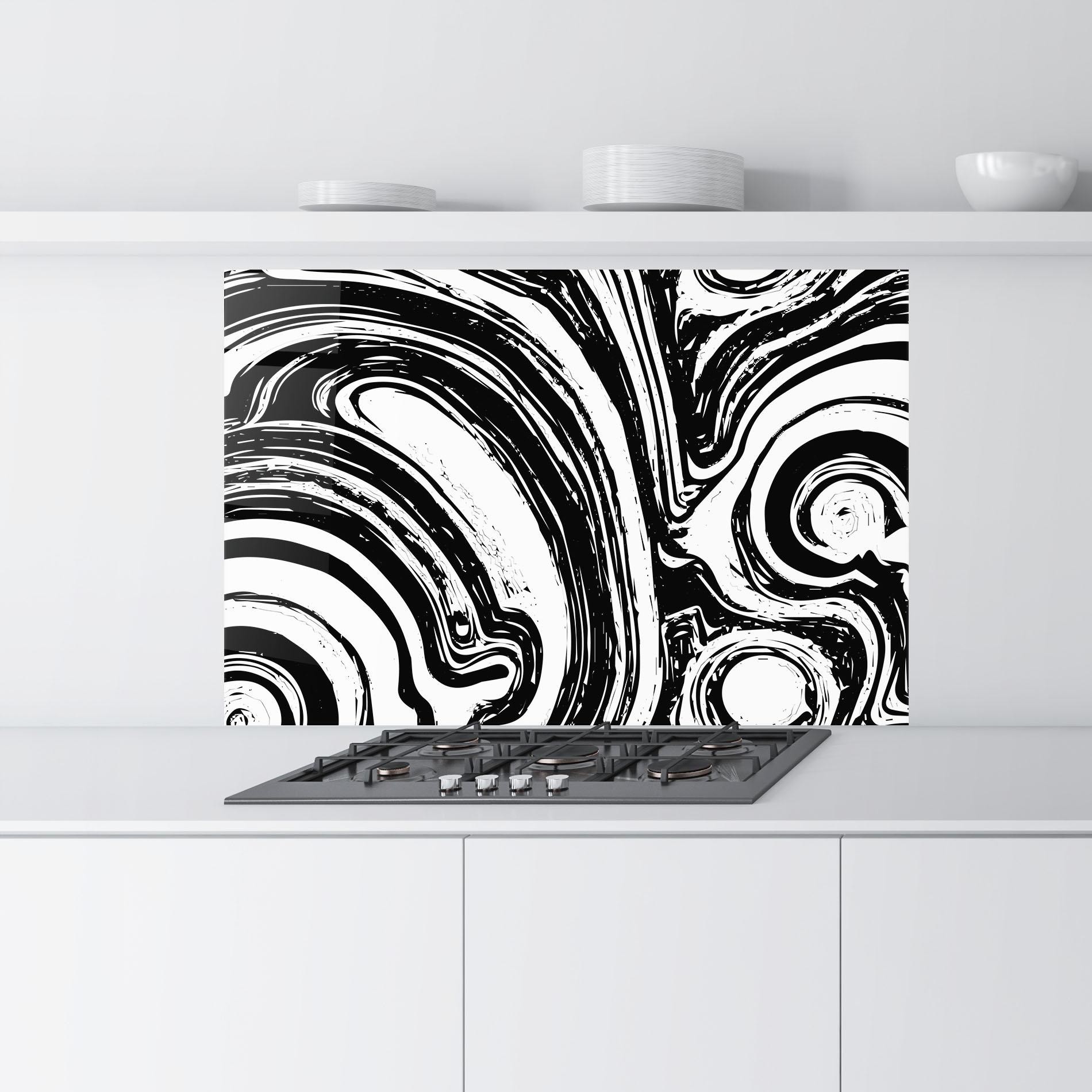 Panel Szklany do Kuchni Black Liquid White mockup 9