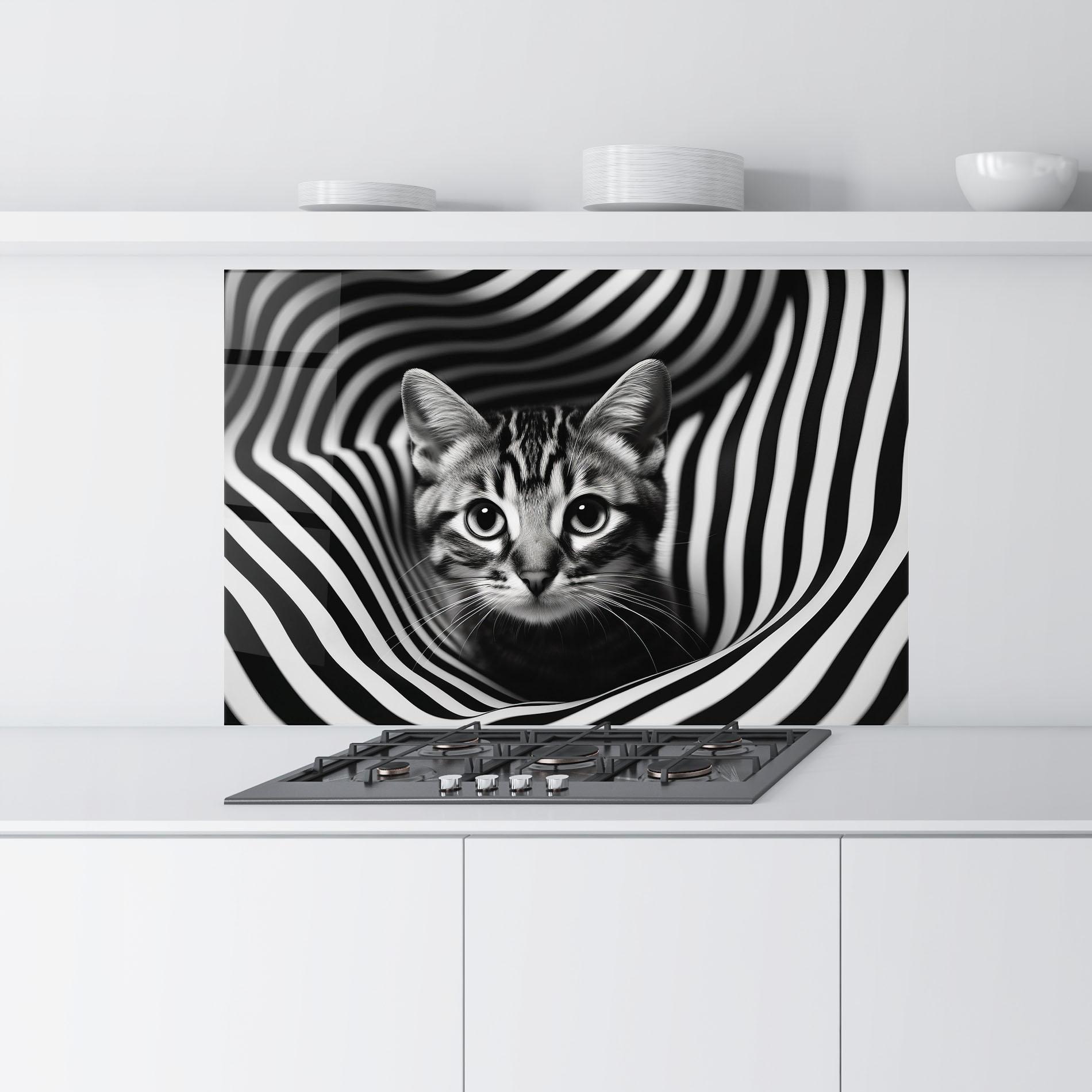 Panel Szklany do Kuchni Closeup Cat Portrait mockup 9