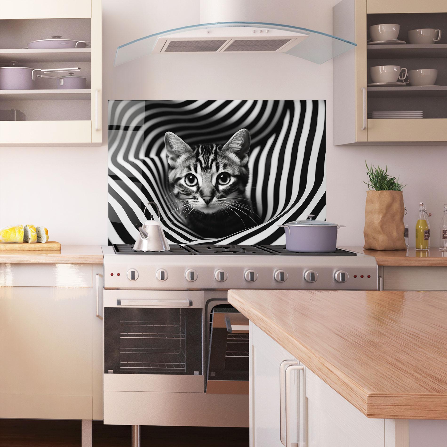 Panel Szklany do Kuchni Closeup Cat Portrait mockup 1