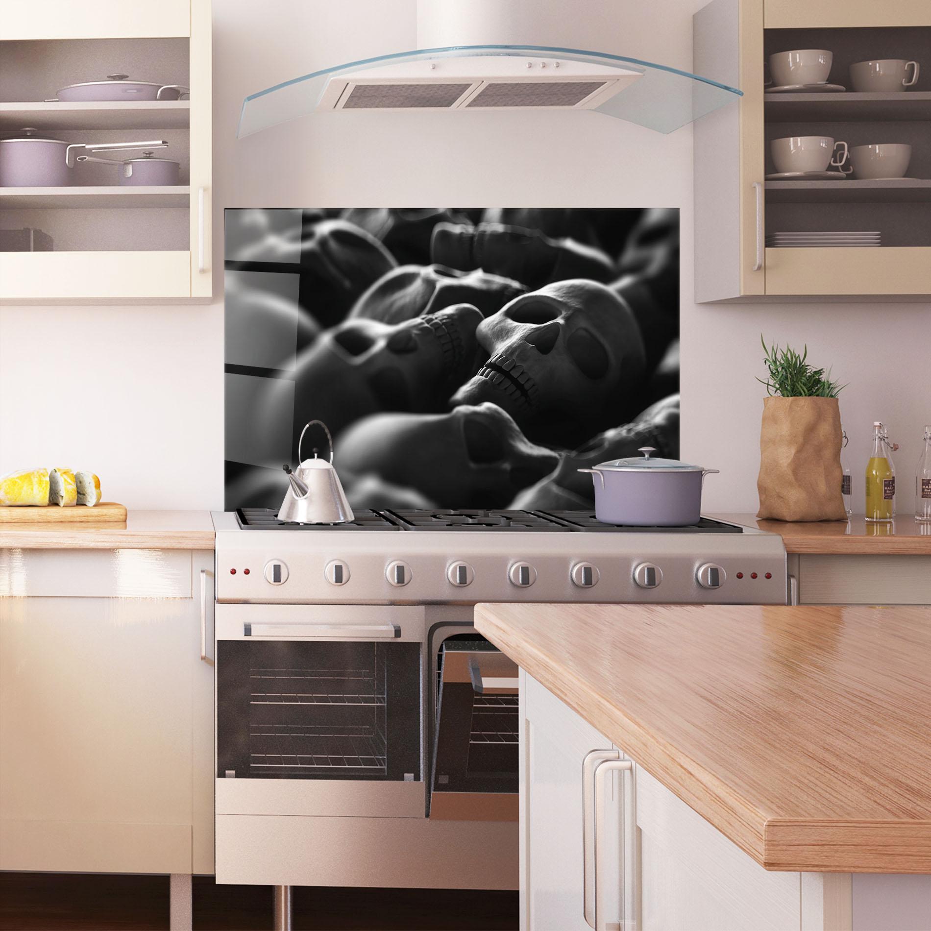 Panel Szklany do Kuchni Gray Human Skull mockup 1