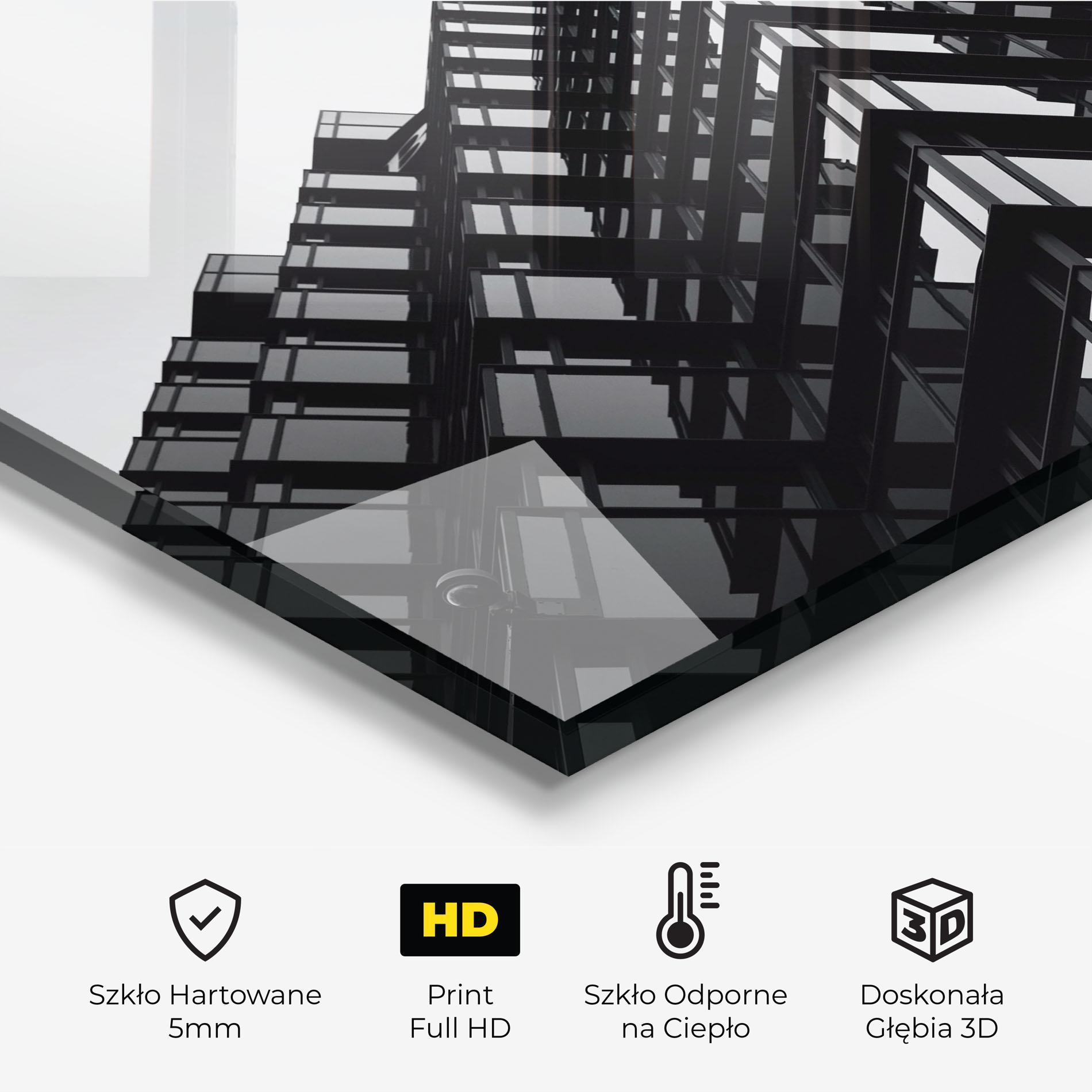 Panel Szklany do Kuchni Black Building mockup 2