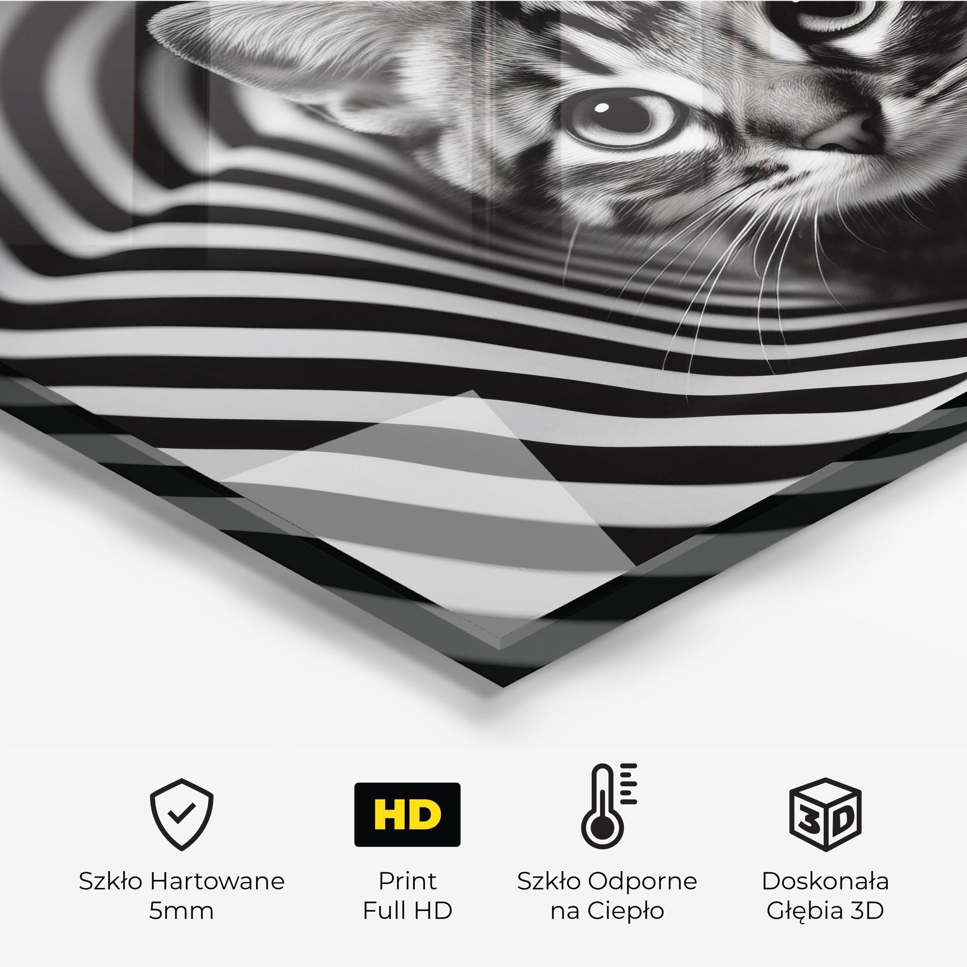 Panel Szklany do Kuchni Closeup Cat Portrait mockup 2