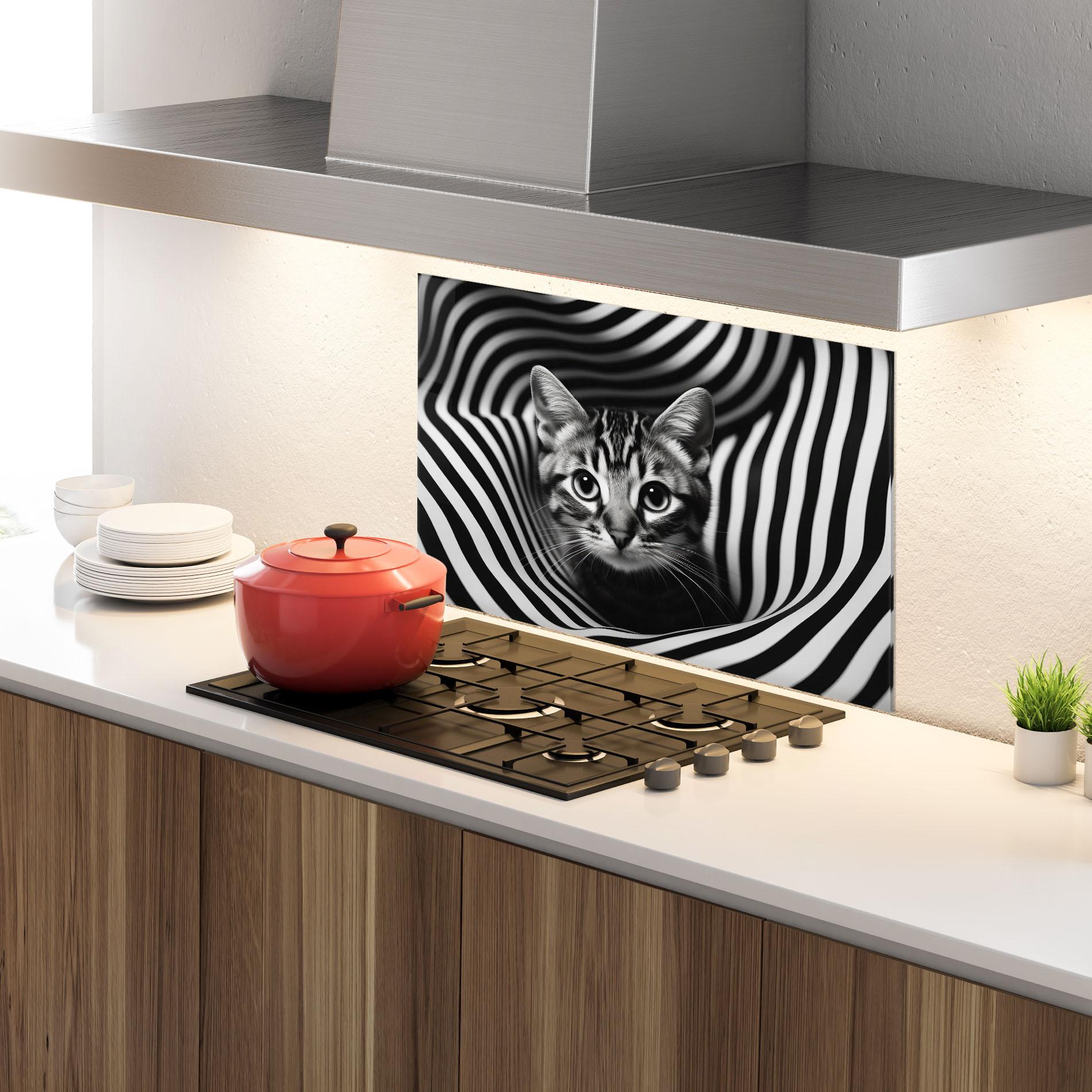 Panel Szklany do Kuchni Closeup Cat Portrait mockup 4