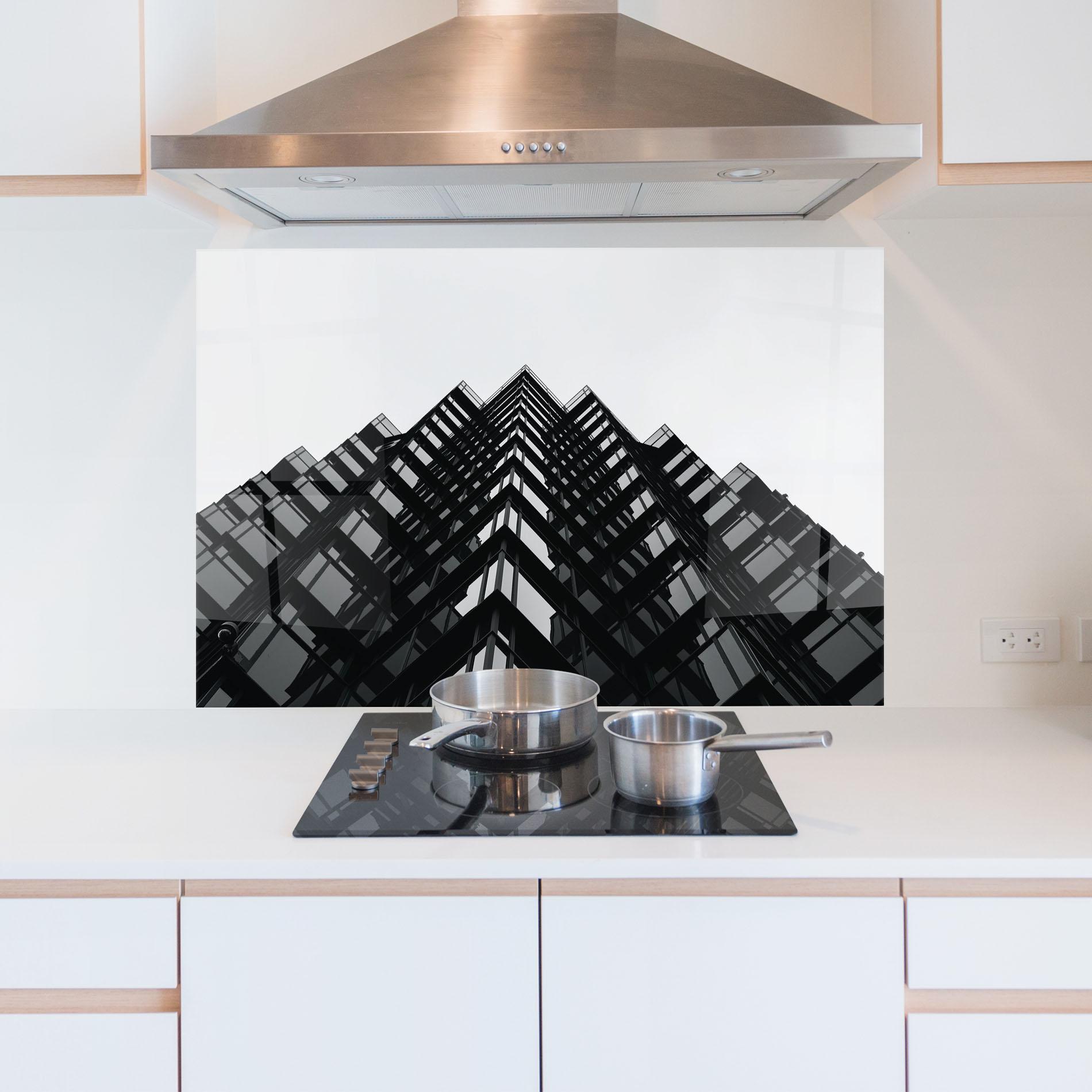 Panel Szklany do Kuchni Black Building mockup 5