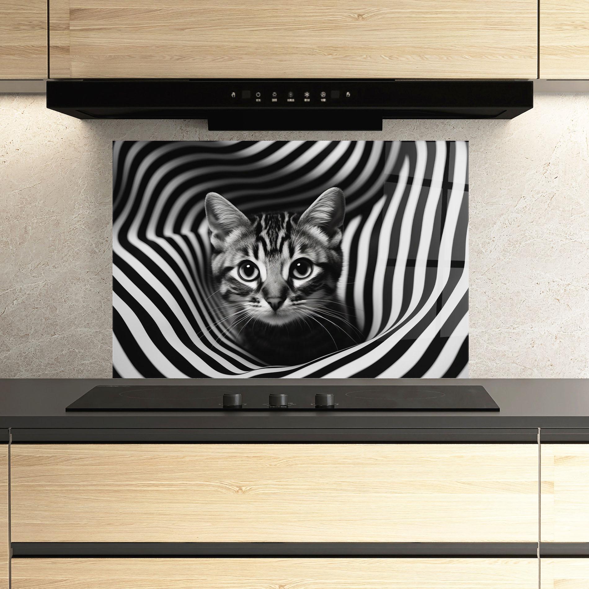 Panel Szklany do Kuchni Closeup Cat Portrait mockup 3