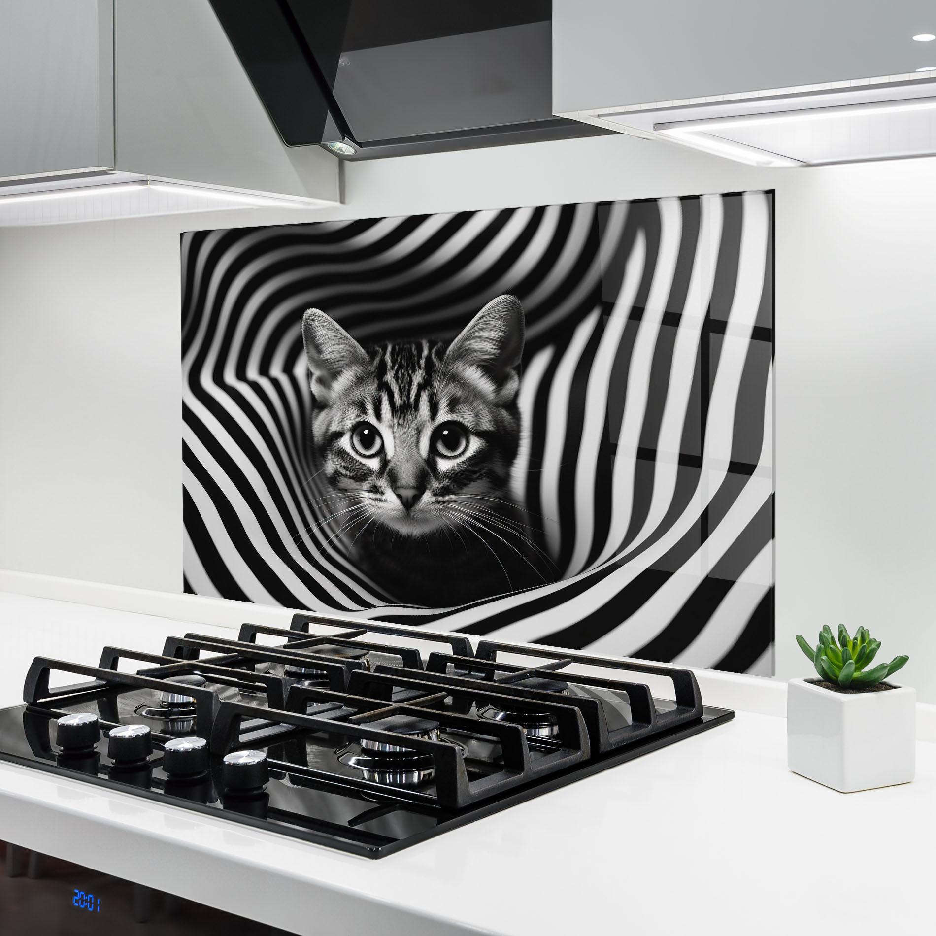 Panel Szklany do Kuchni Closeup Cat Portrait mockup 6