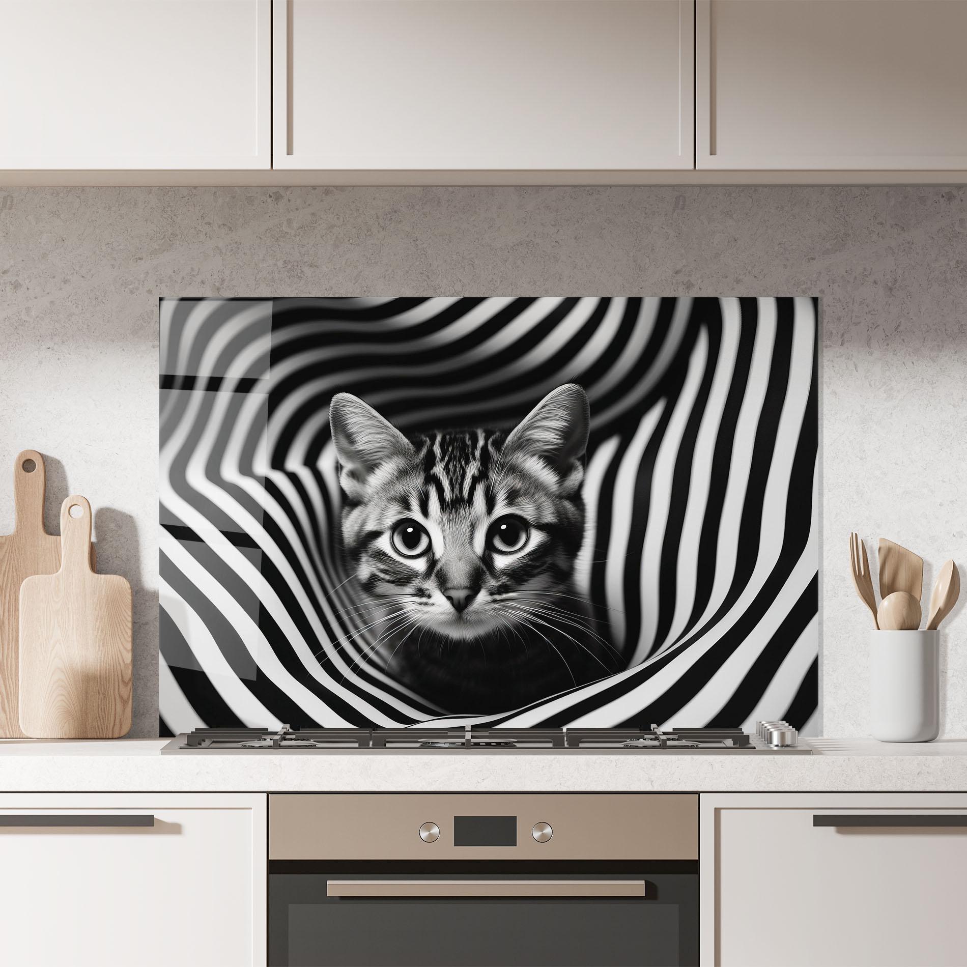 Panel Szklany do Kuchni Closeup Cat Portrait mockup 7