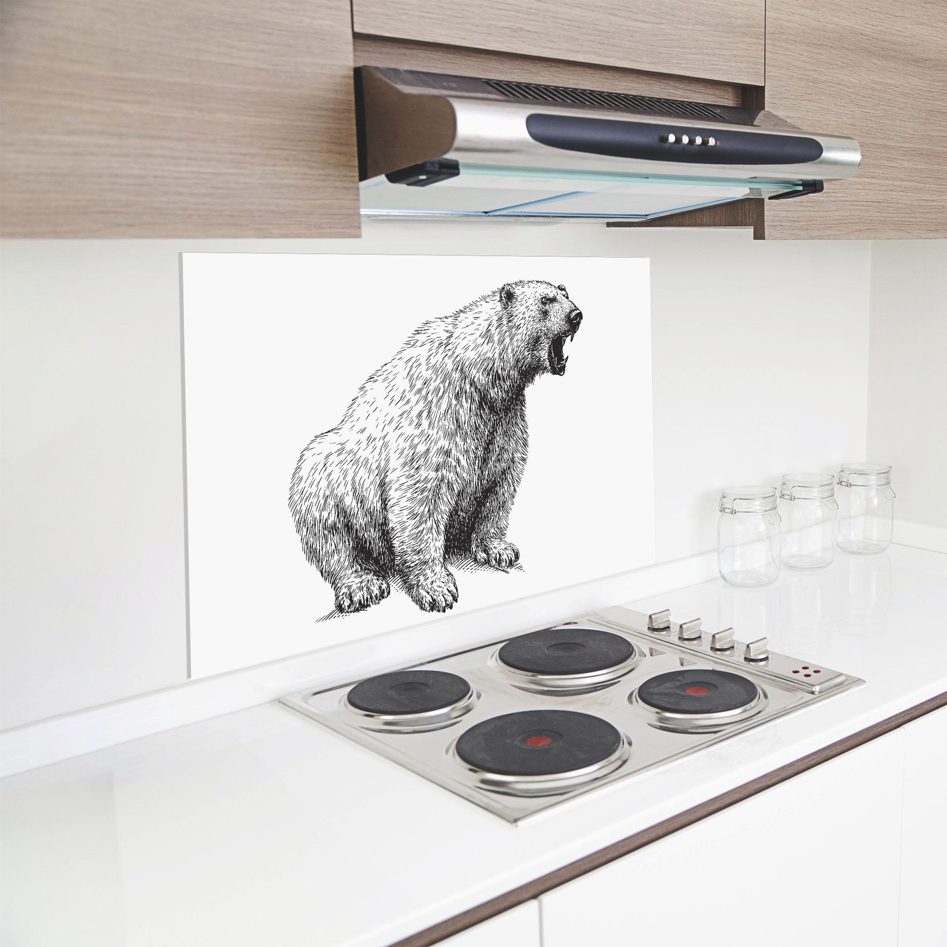 Panel Szklany do Kuchni Draw Icebear mockup 8