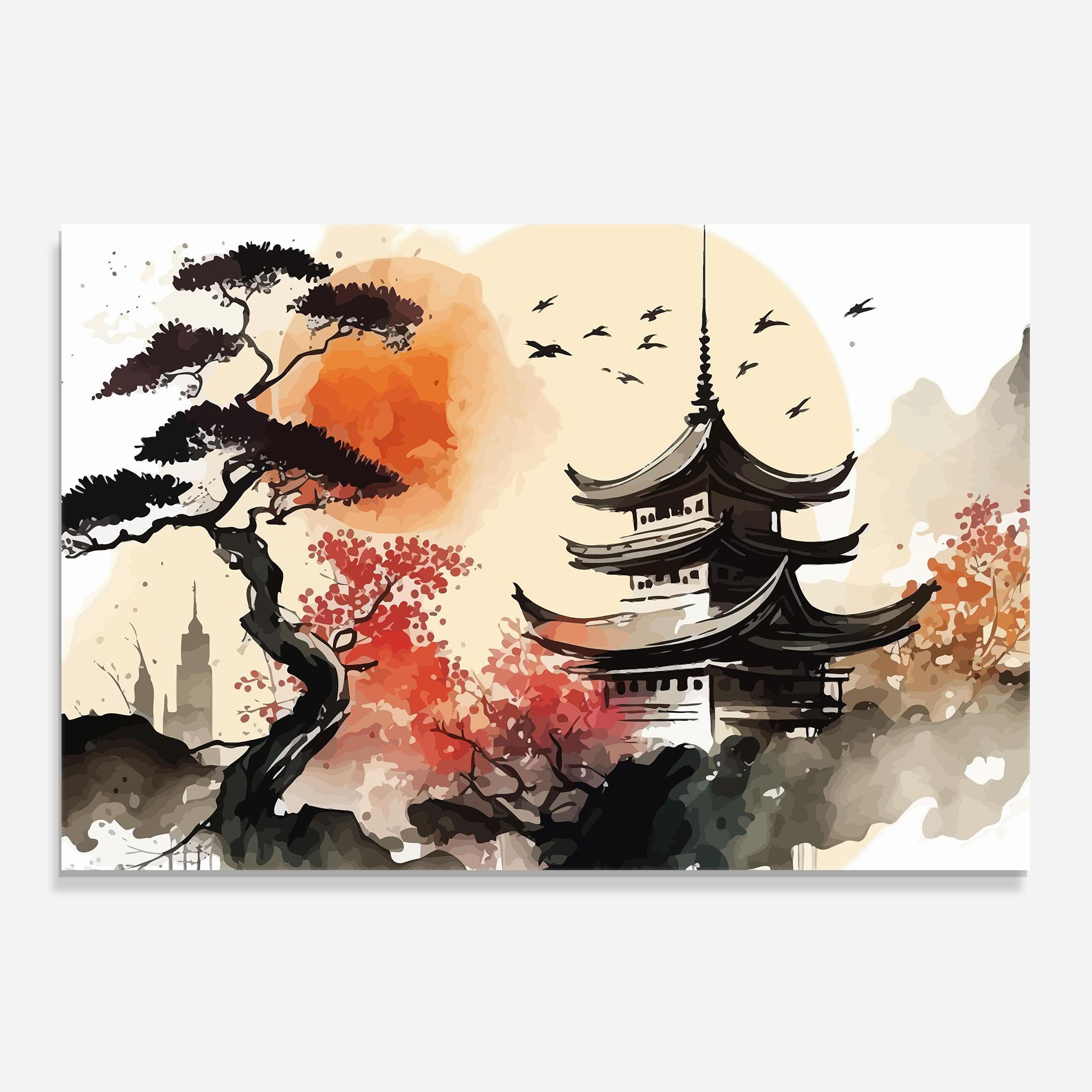 Panel Szklany do Kuchni Asiatic Beautiful View mockup 0