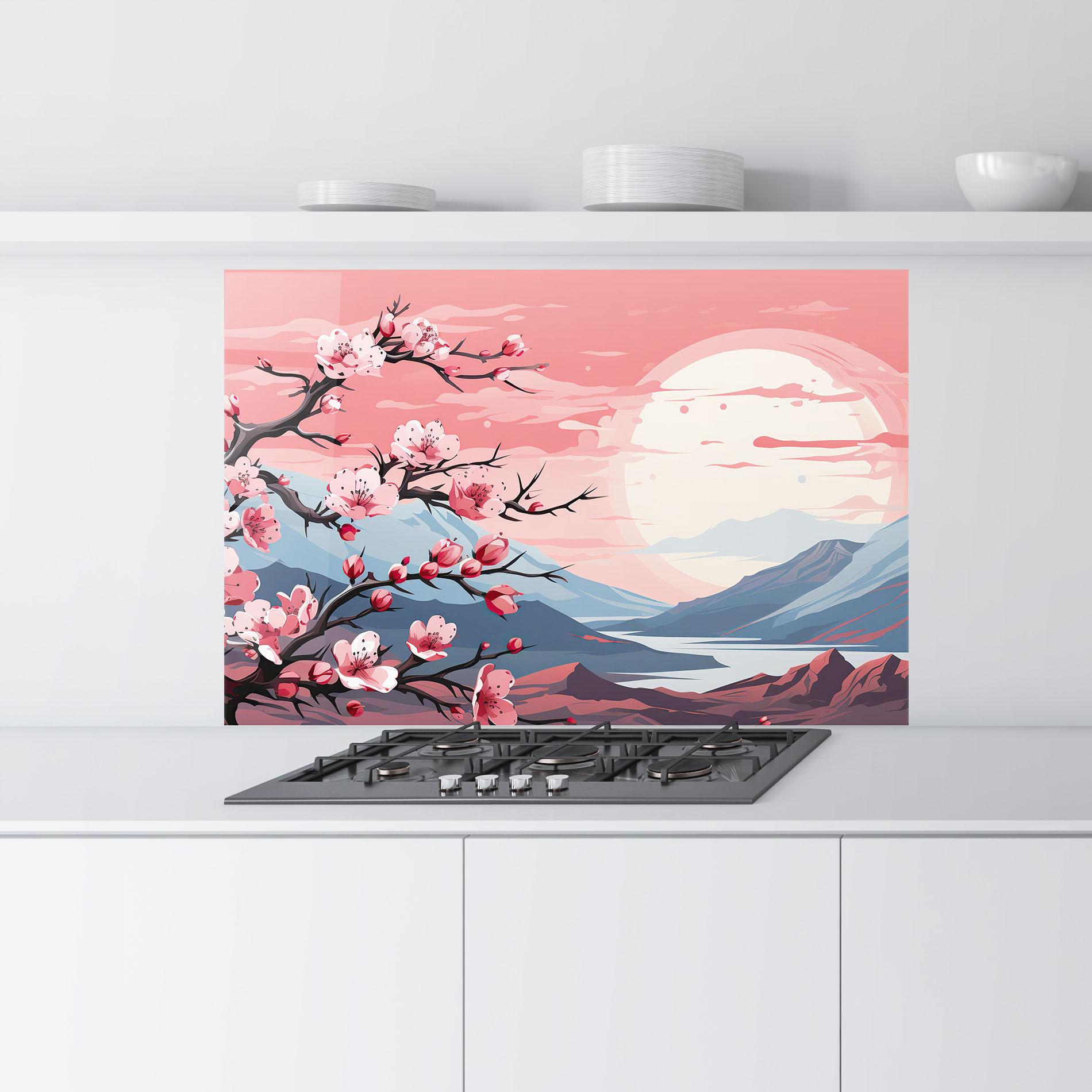 Panel Szklany do Kuchni Chinese Cherry Blossoms mockup 9