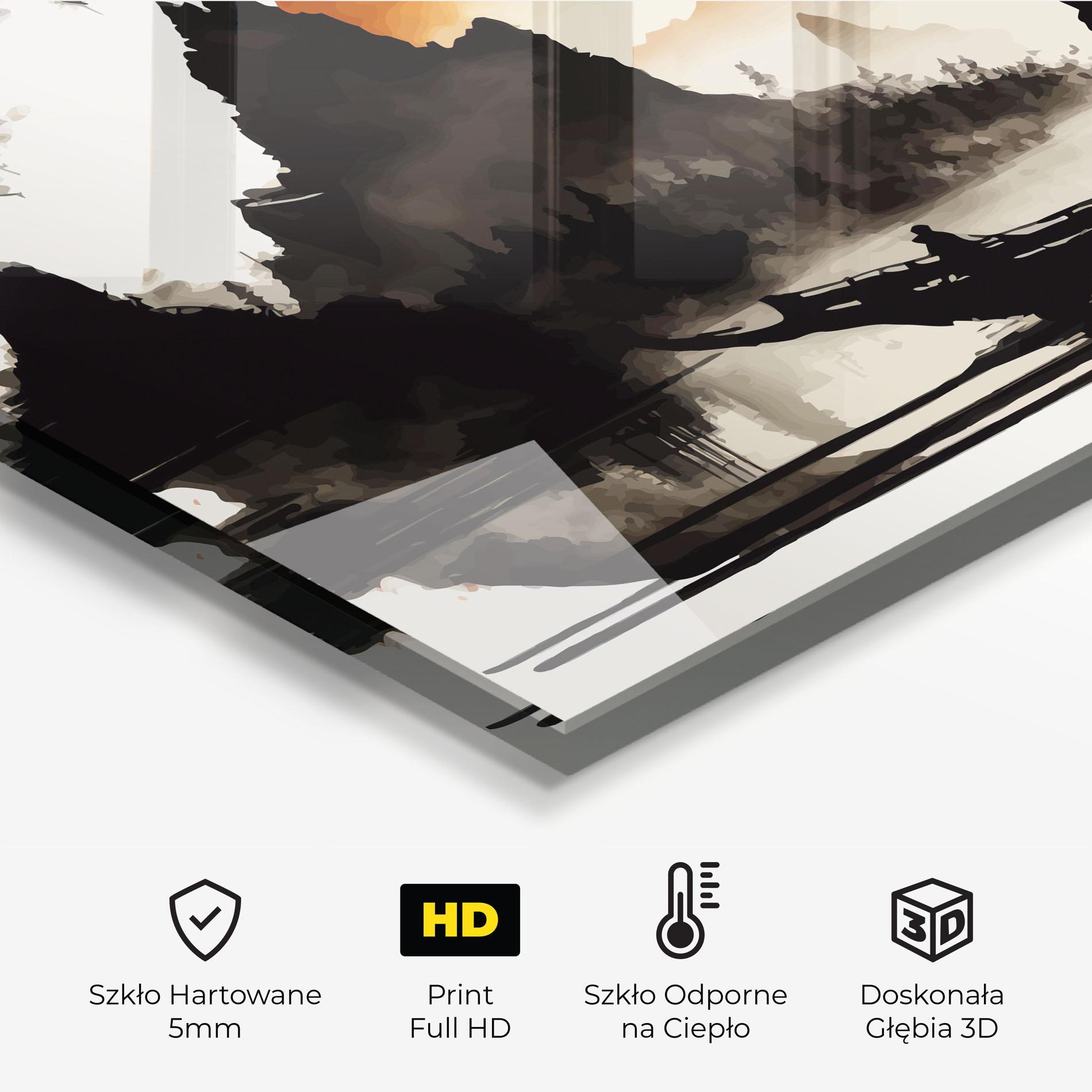 Panel Szklany do Kuchni Black Asiatic Boat mockup 2