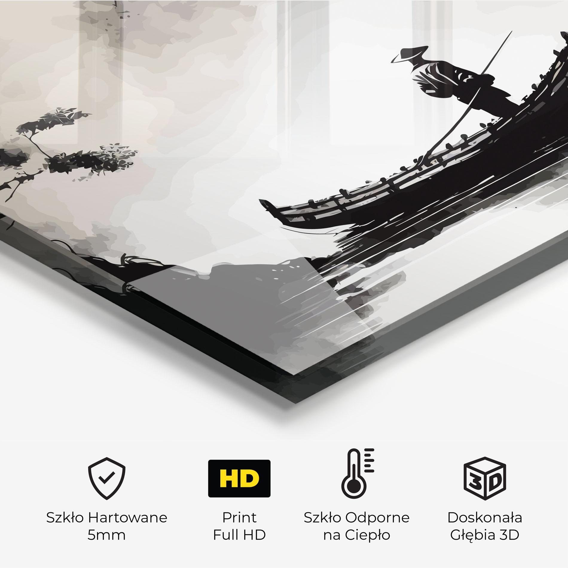 Panel Szklany do Kuchni Black Ink Boat mockup 2