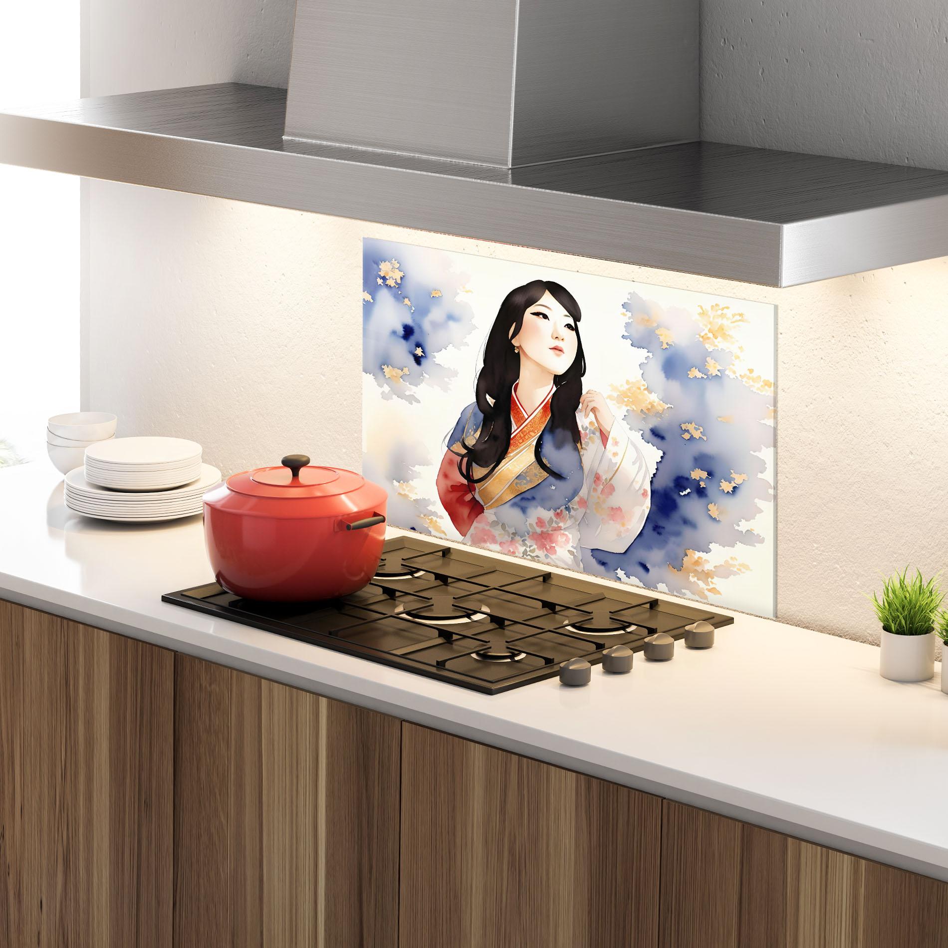 Panel Szklany do Kuchni Asian Woman Dancing mockup 4