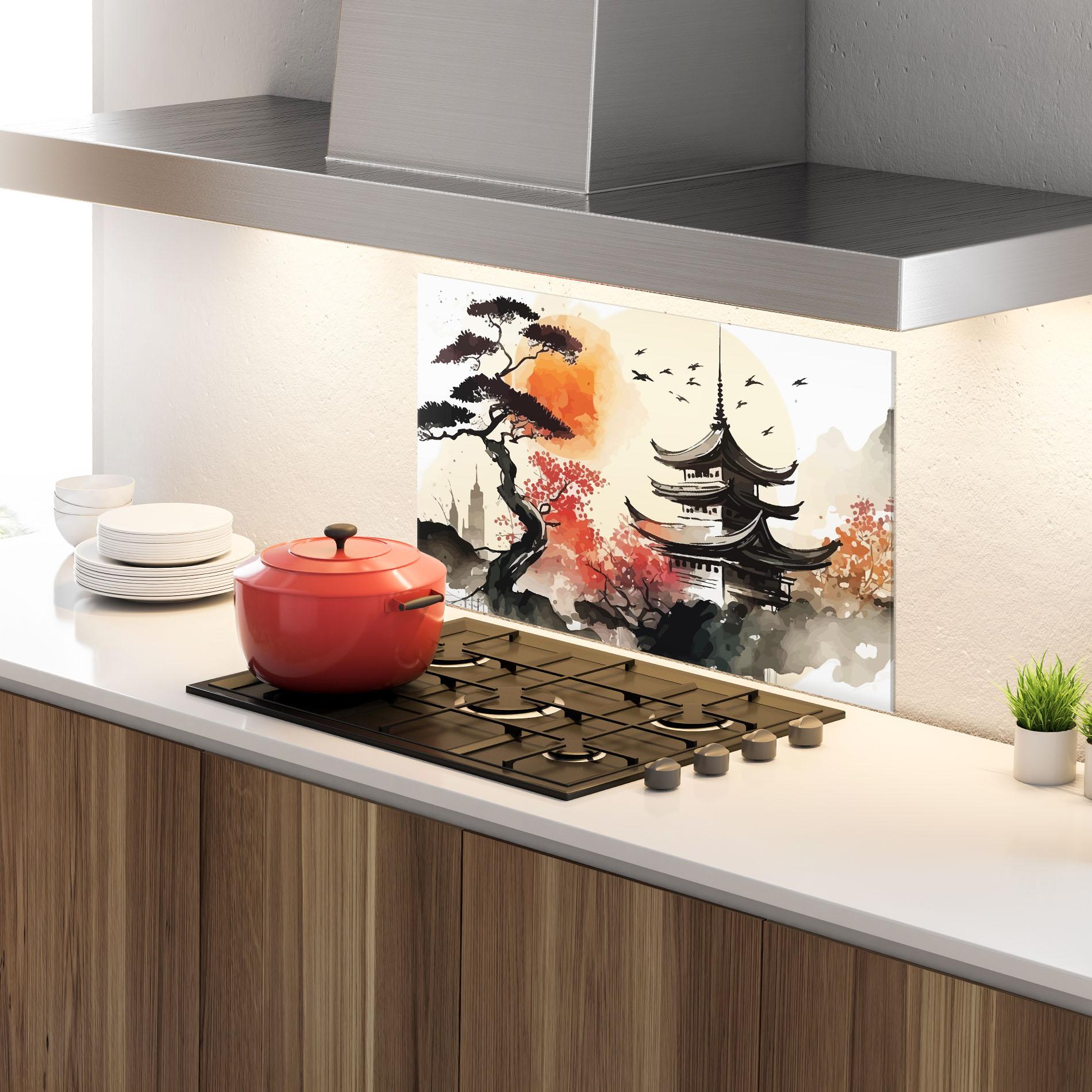 Panel Szklany do Kuchni Asiatic Beautiful View mockup 4