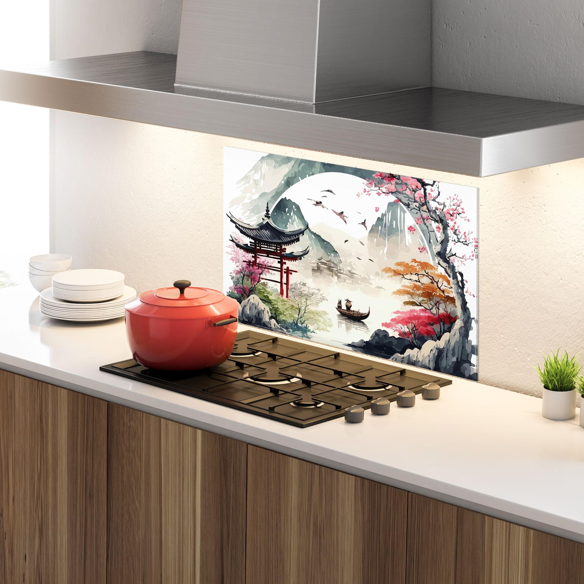 Panel Szklany do Kuchni Beautiful Asiatic View mockup 4