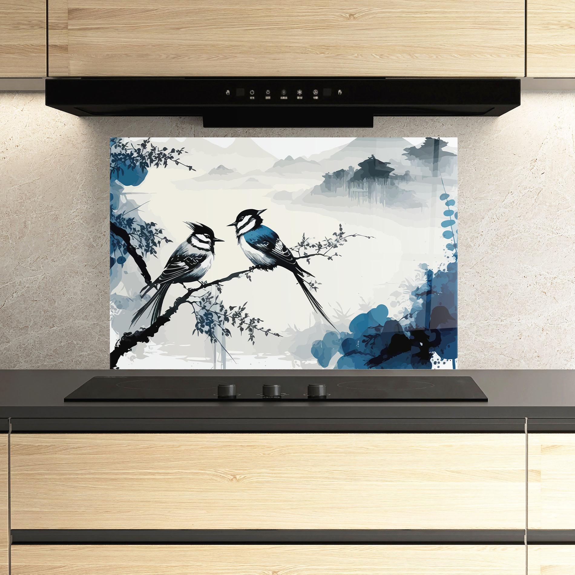 Panel Szklany do Kuchni Asiatic Blue Bird mockup 3