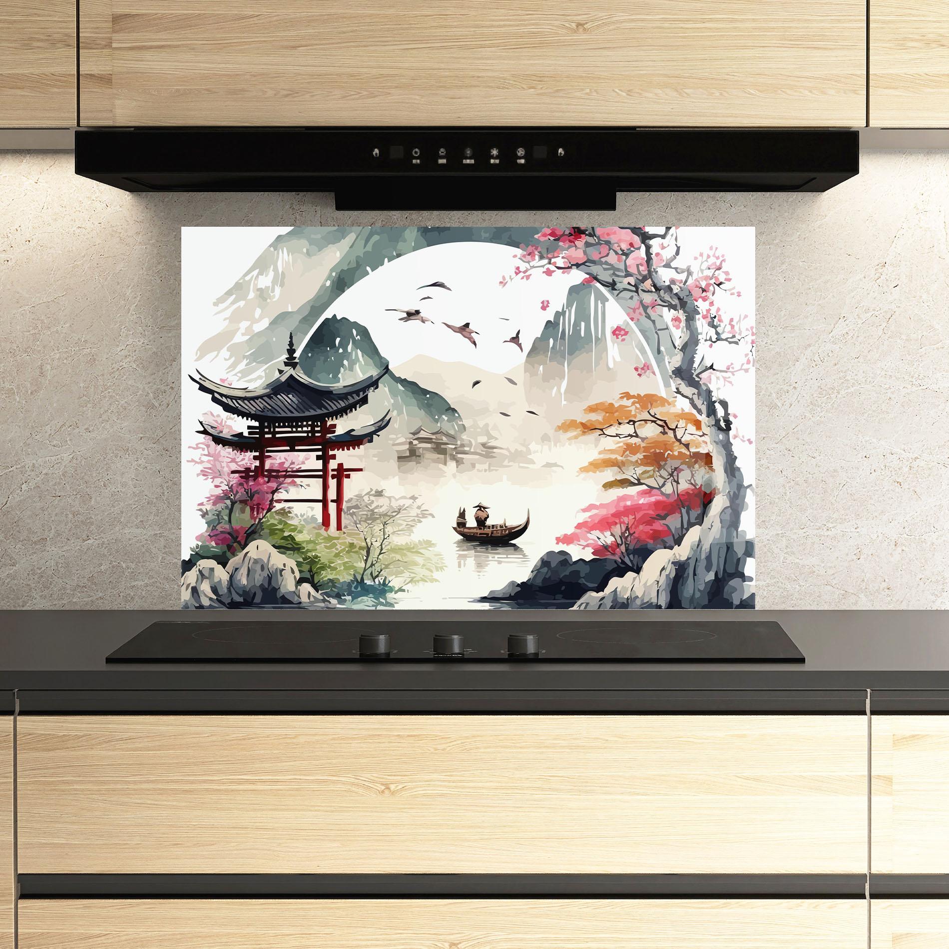 Panel Szklany do Kuchni Beautiful Asiatic View mockup 3