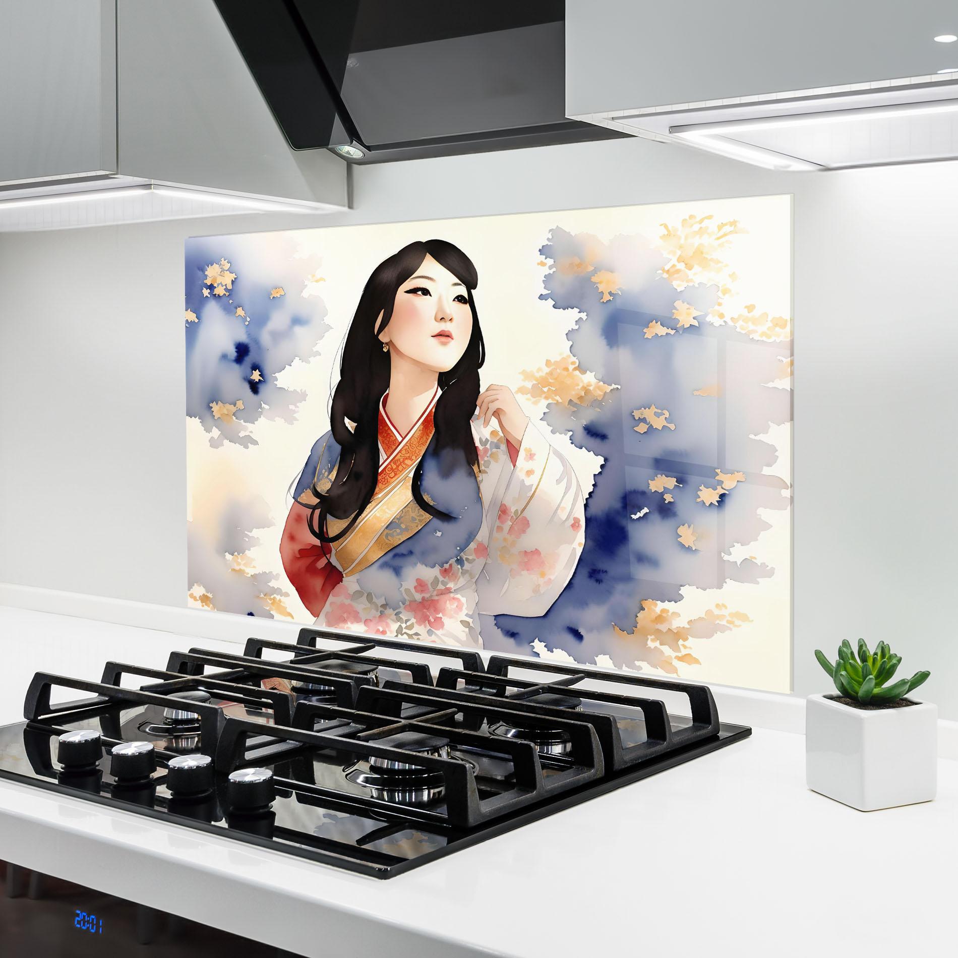 Panel Szklany do Kuchni Asian Woman Dancing mockup 6