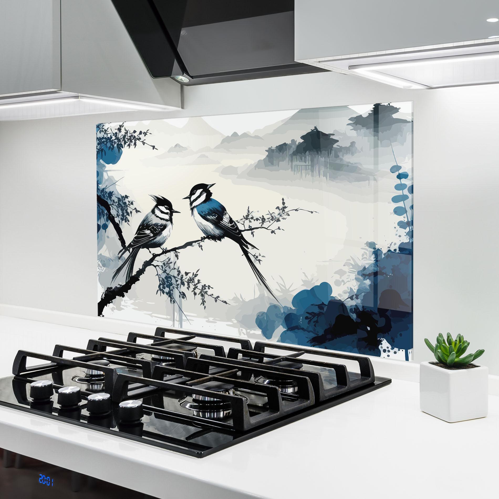 Panel Szklany do Kuchni Asiatic Blue Bird mockup 6