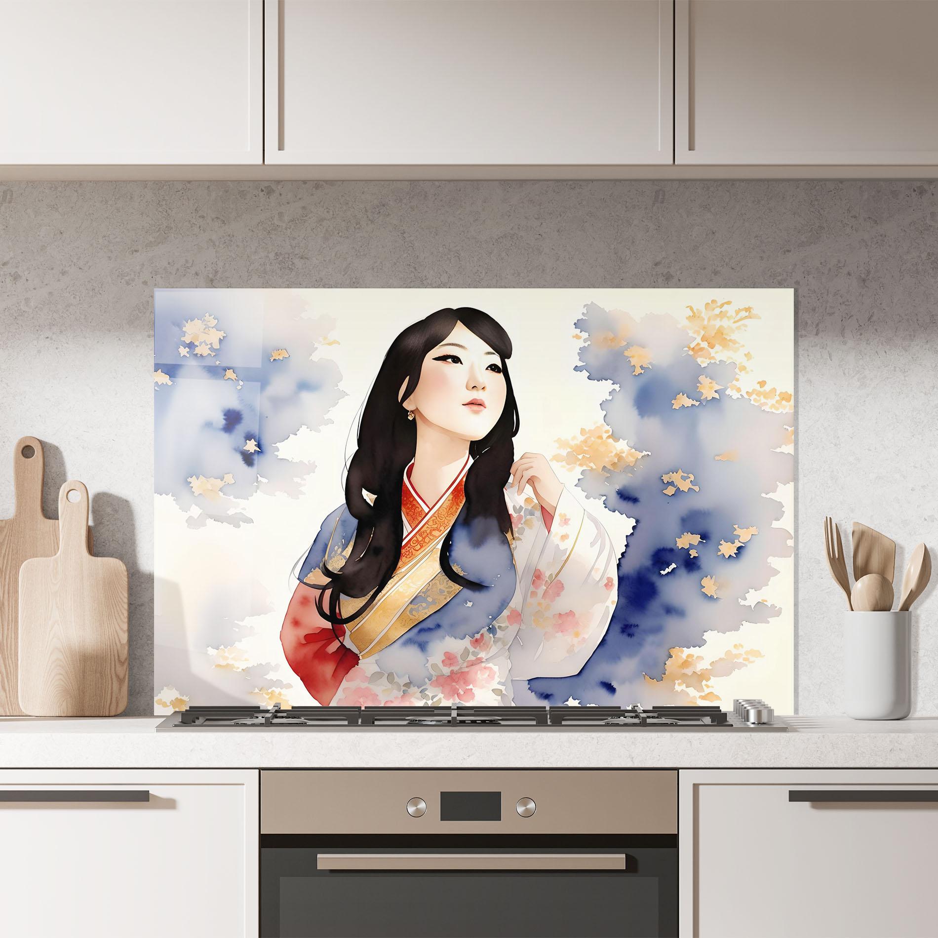 Panel Szklany do Kuchni Asian Woman Dancing mockup 7