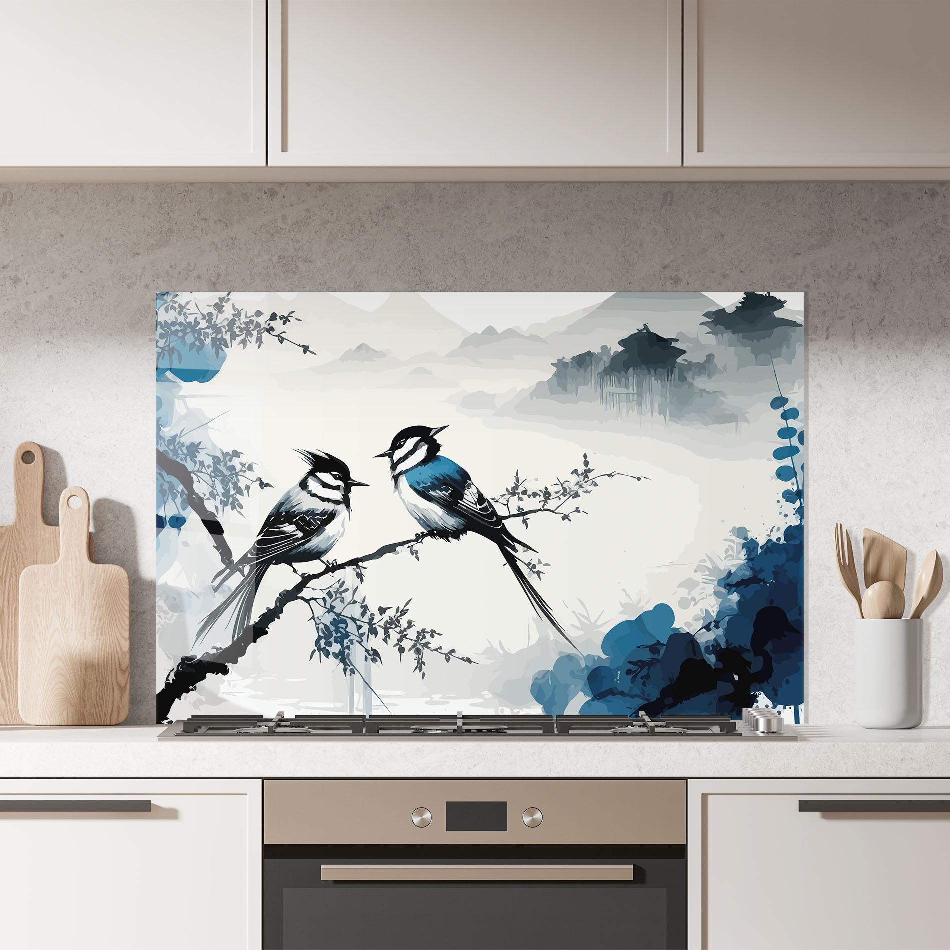 Panel Szklany do Kuchni Asiatic Blue Bird mockup 7