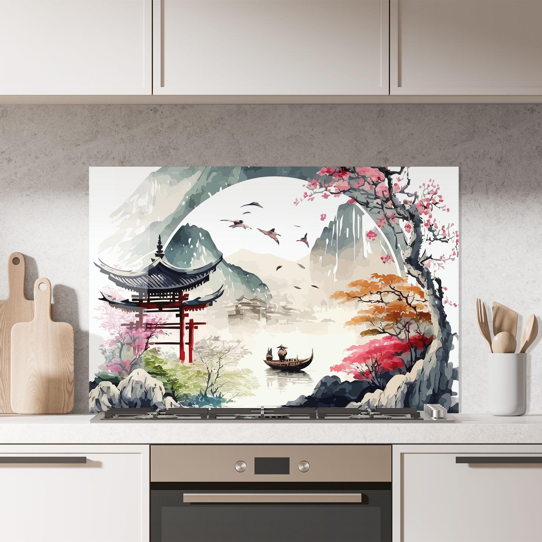 Panel Szklany do Kuchni Beautiful Asiatic View mockup 7