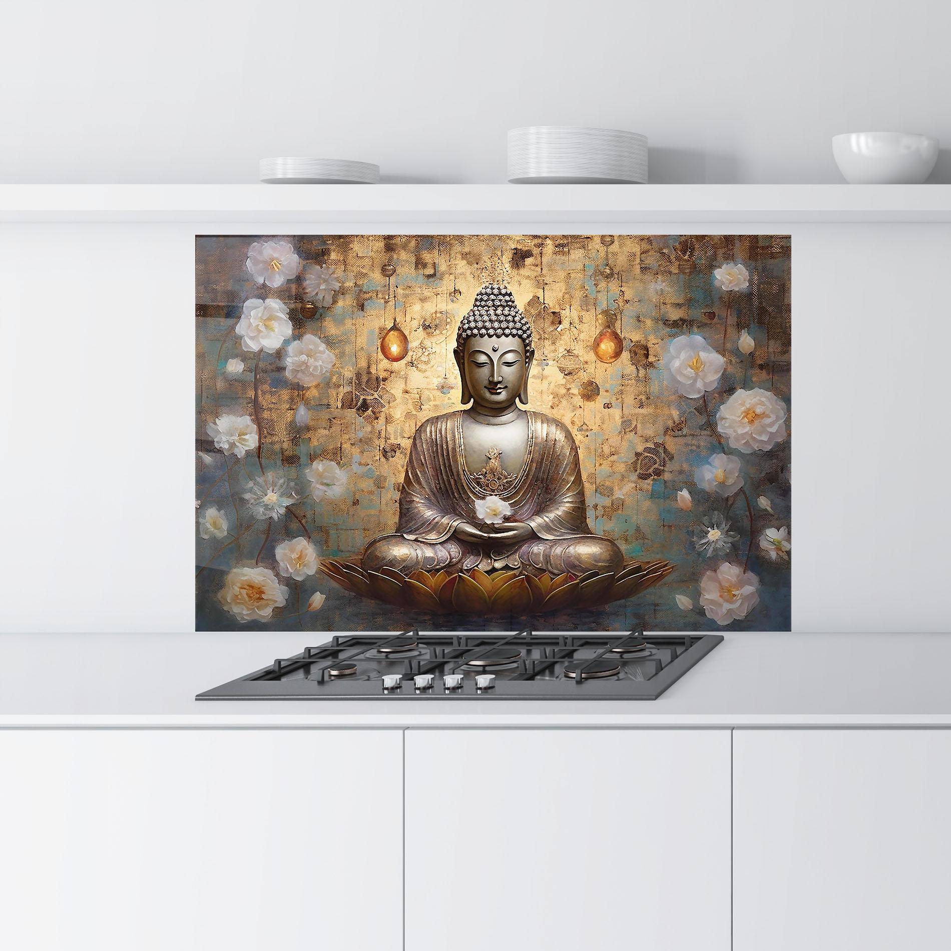 Panel Szklany do Kuchni Buddha Meditation Art mockup 9