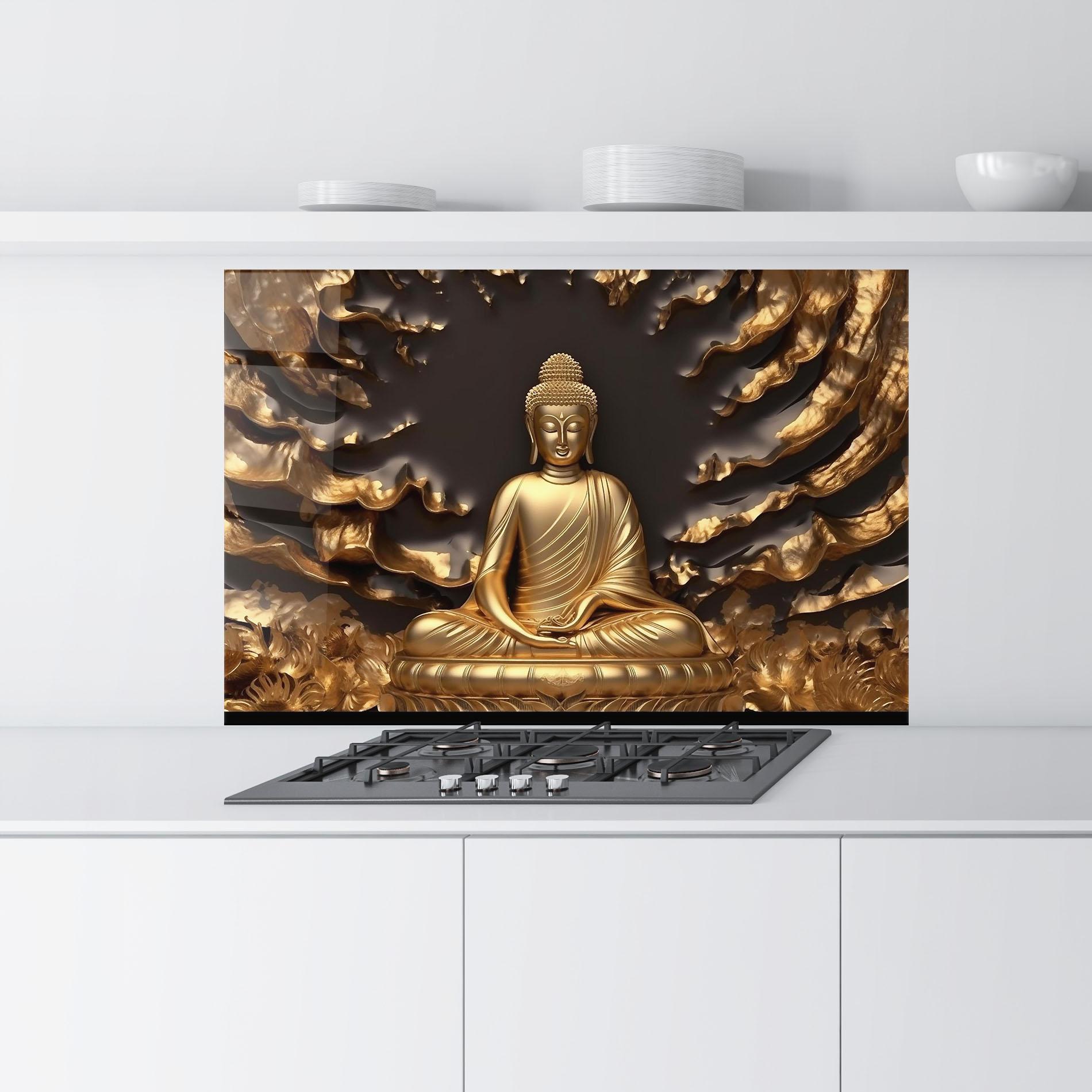 Panel Szklany do Kuchni Gold 3d Buddha mockup 9
