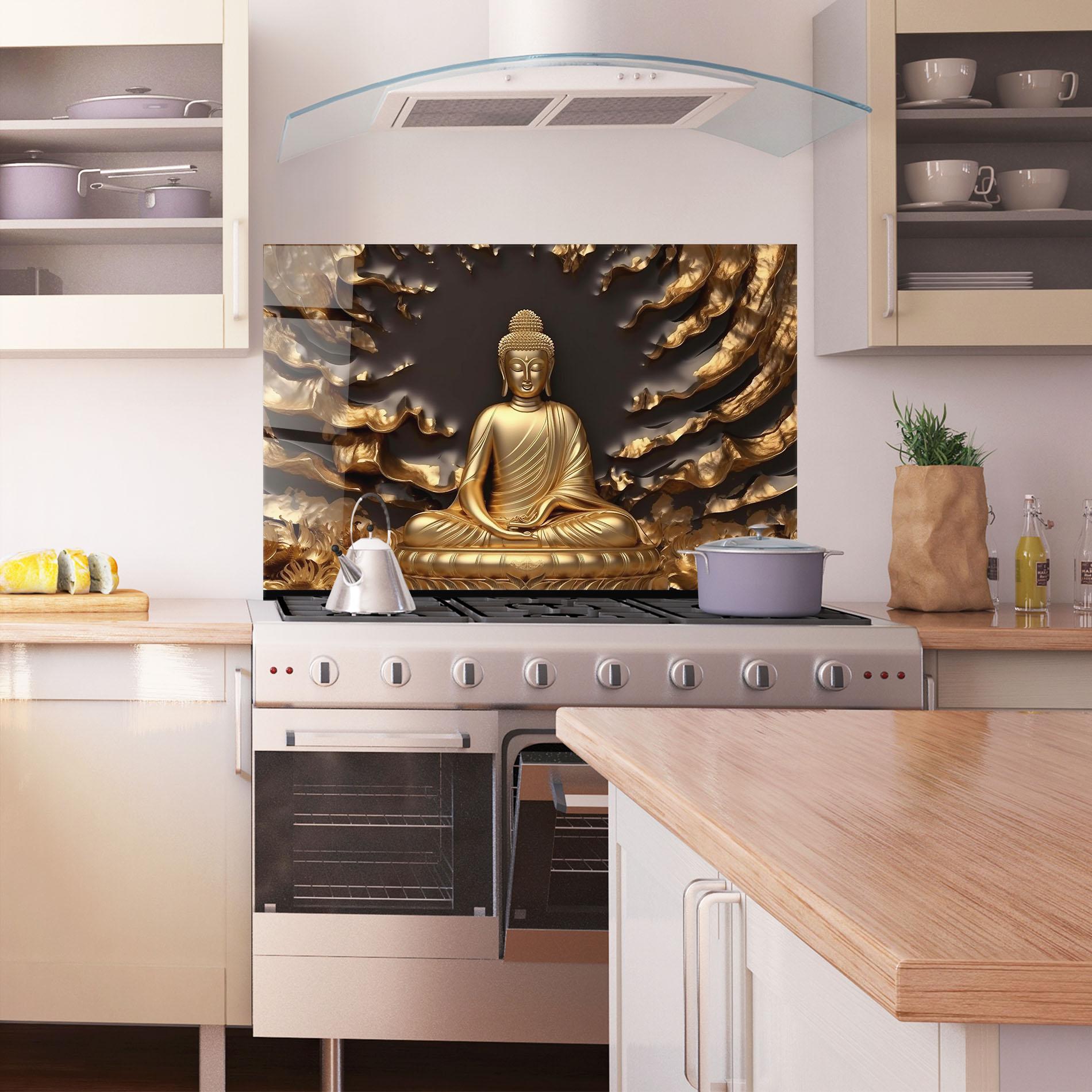 Panel Szklany do Kuchni Gold 3d Buddha mockup 1