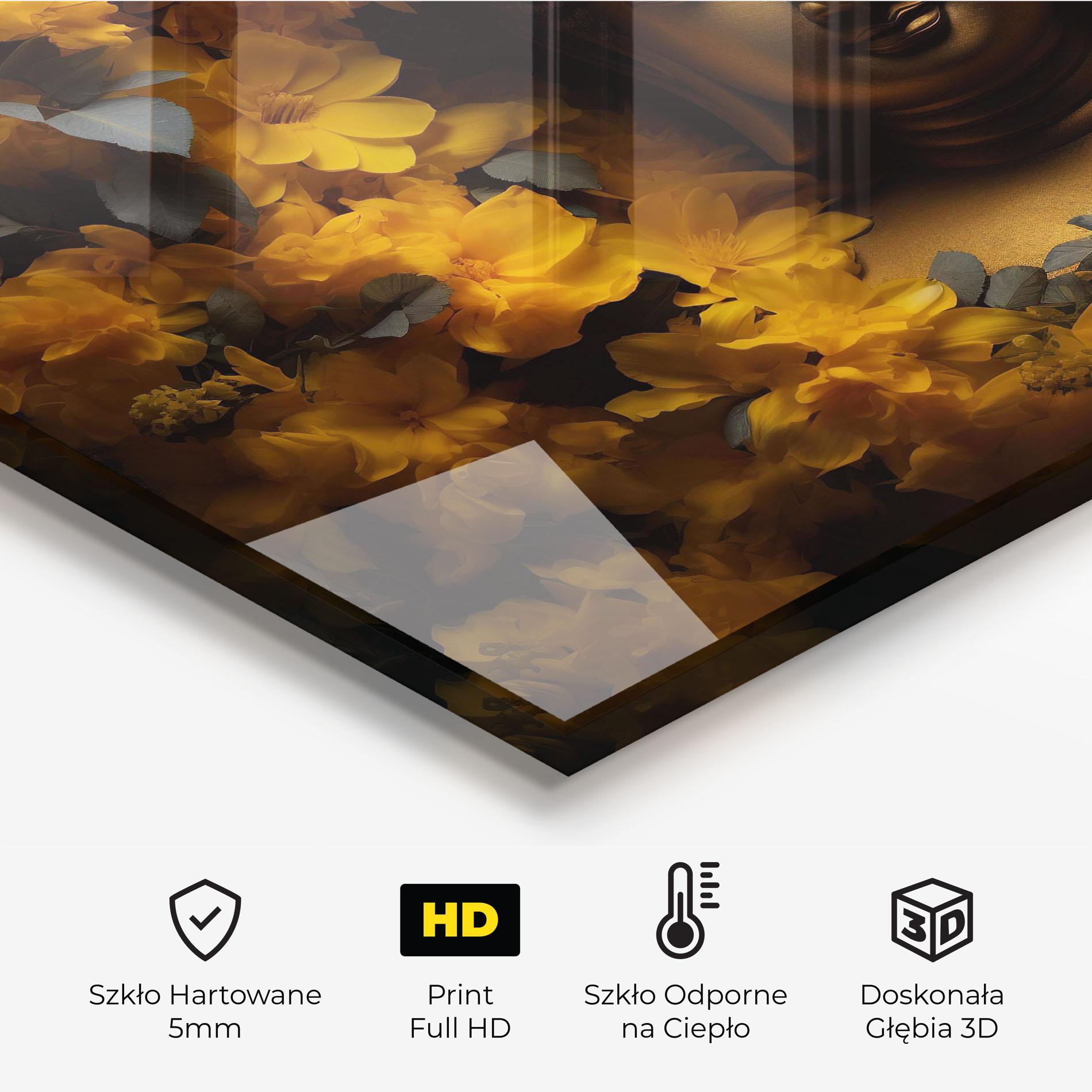 Panel Szklany do Kuchni Gold Buddha Meditation mockup 2