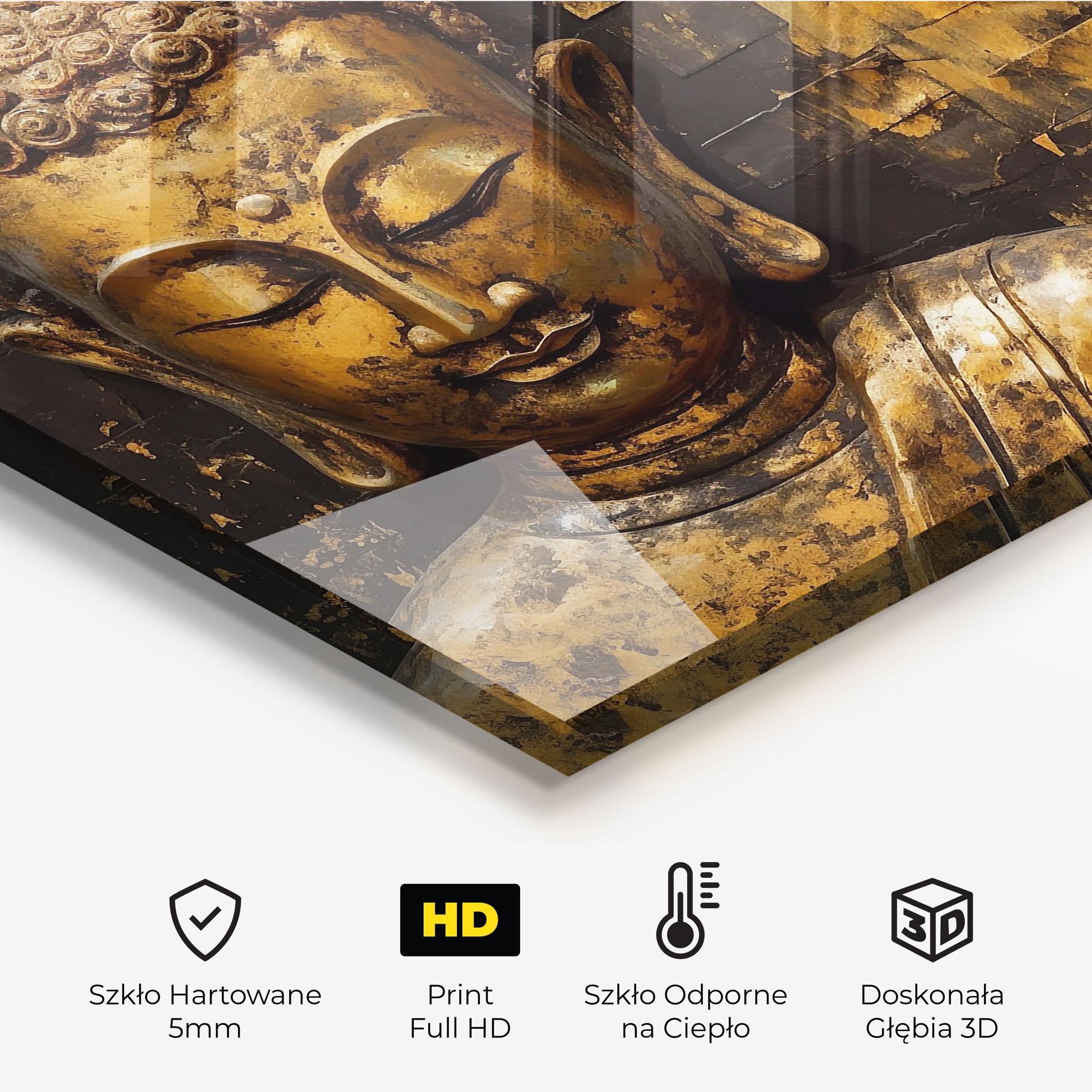 Panel Szklany do Kuchni Gold Paint Buddha mockup 2