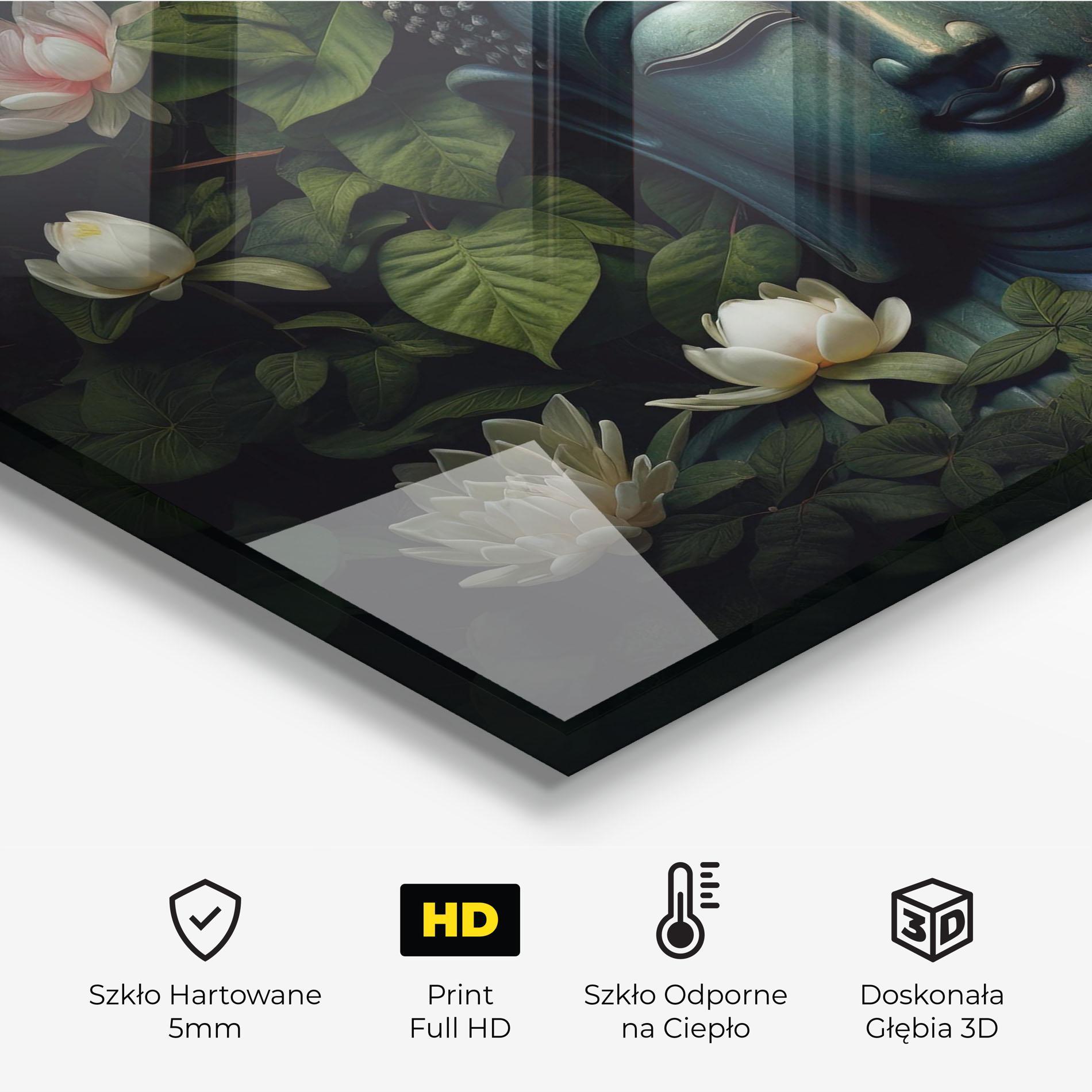 Panel Szklany do Kuchni Green Statue Buddha mockup 2