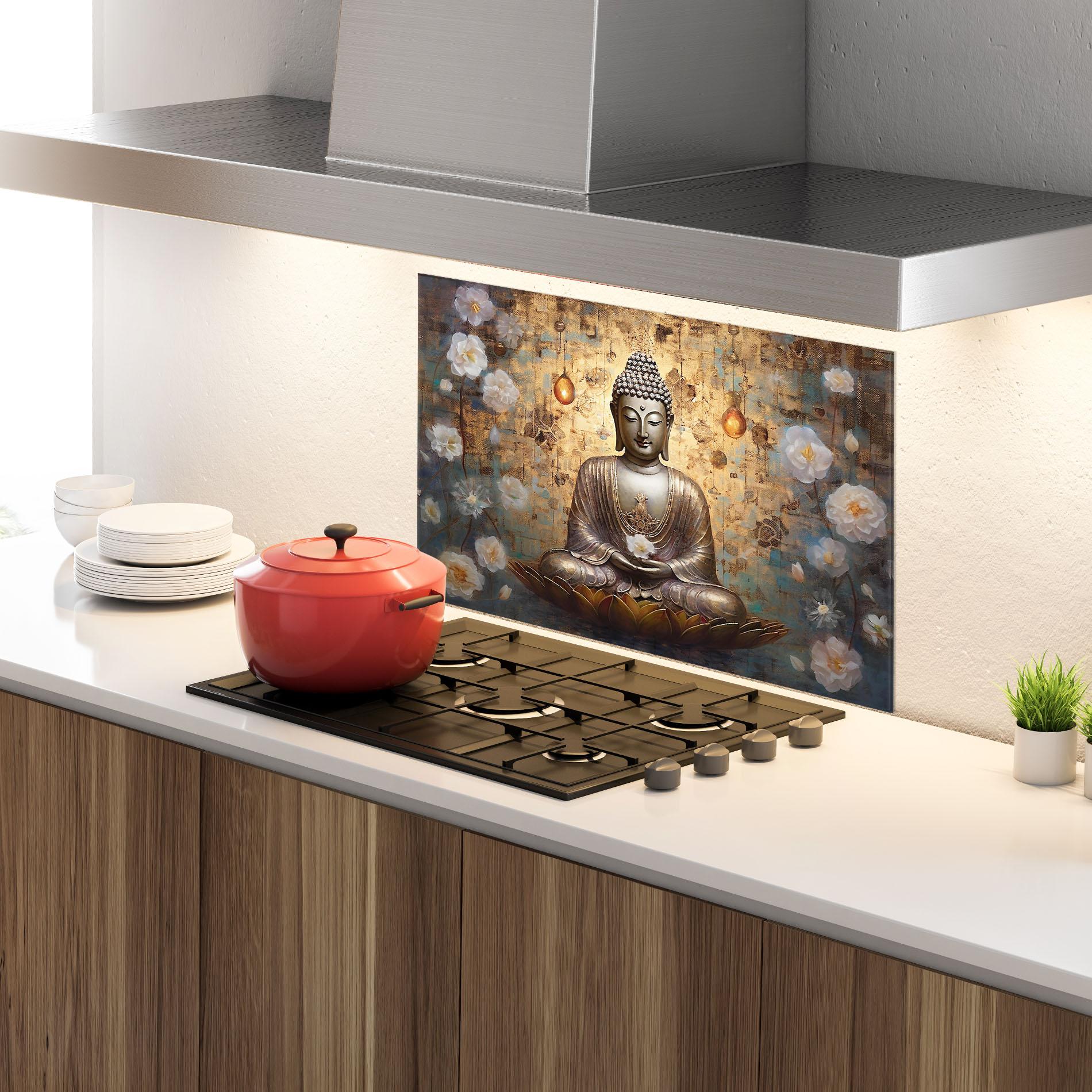 Panel Szklany do Kuchni Buddha Meditation Art mockup 4
