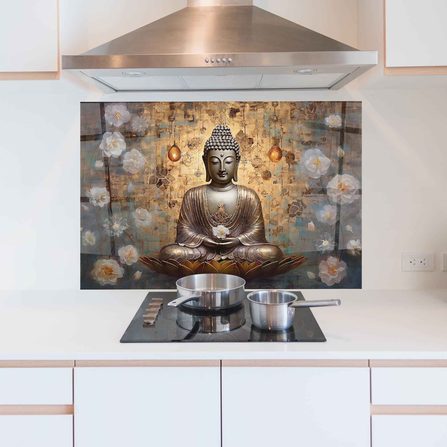 Panel Szklany do Kuchni Buddha Meditation Art mockup 5