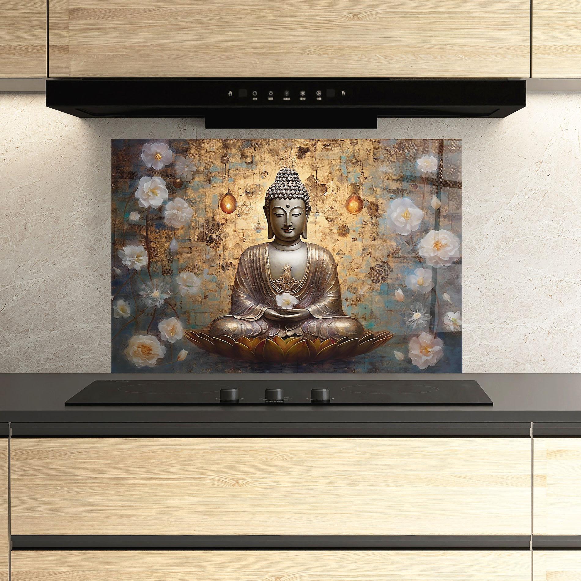 Panel Szklany do Kuchni Buddha Meditation Art mockup 3