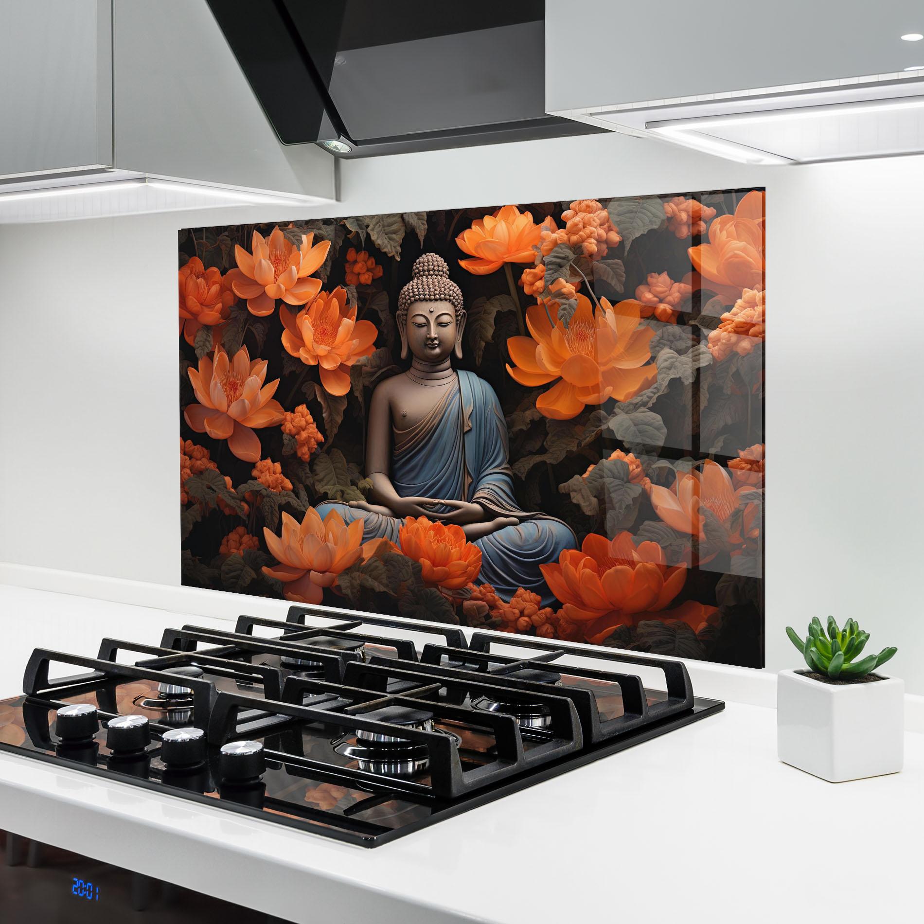 Panel Szklany do Kuchni Big Flower Buddha mockup 6