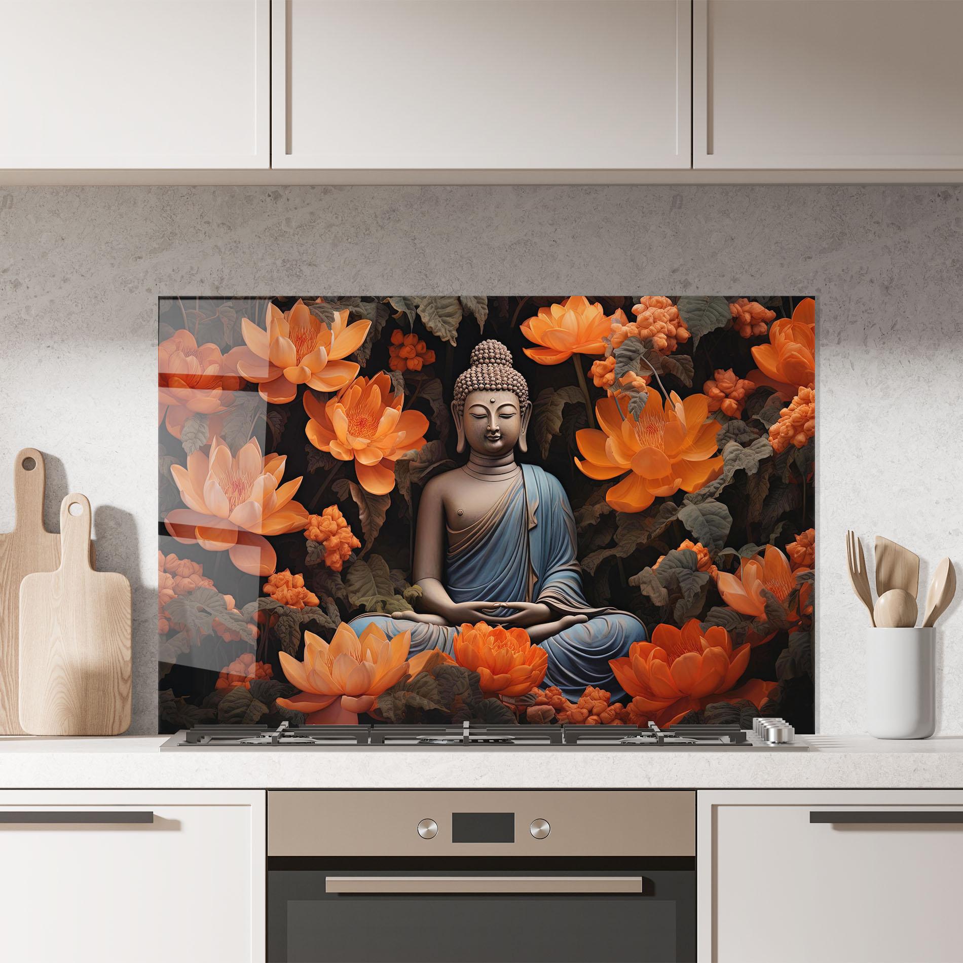 Panel Szklany do Kuchni Big Flower Buddha mockup 7