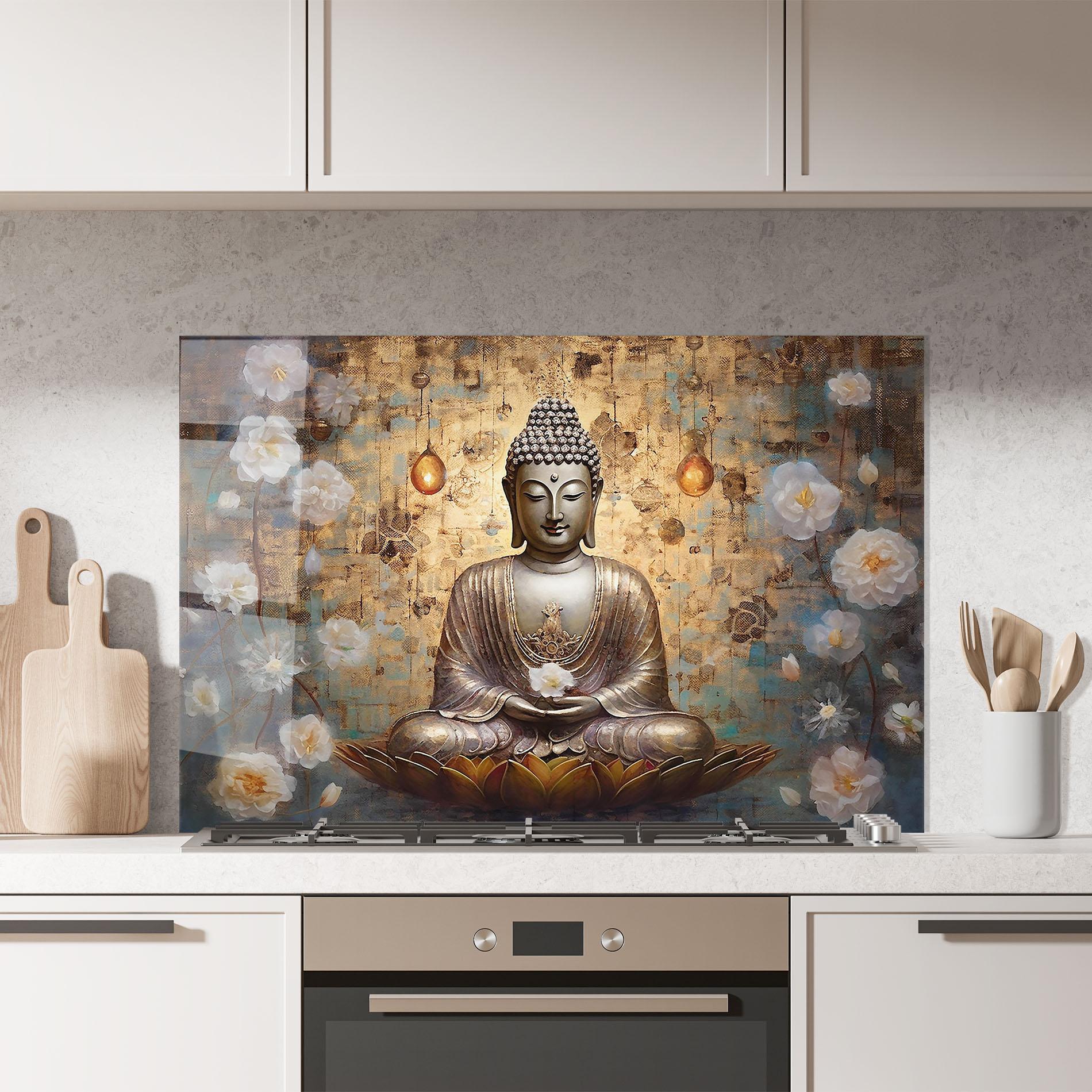 Panel Szklany do Kuchni Buddha Meditation Art mockup 7