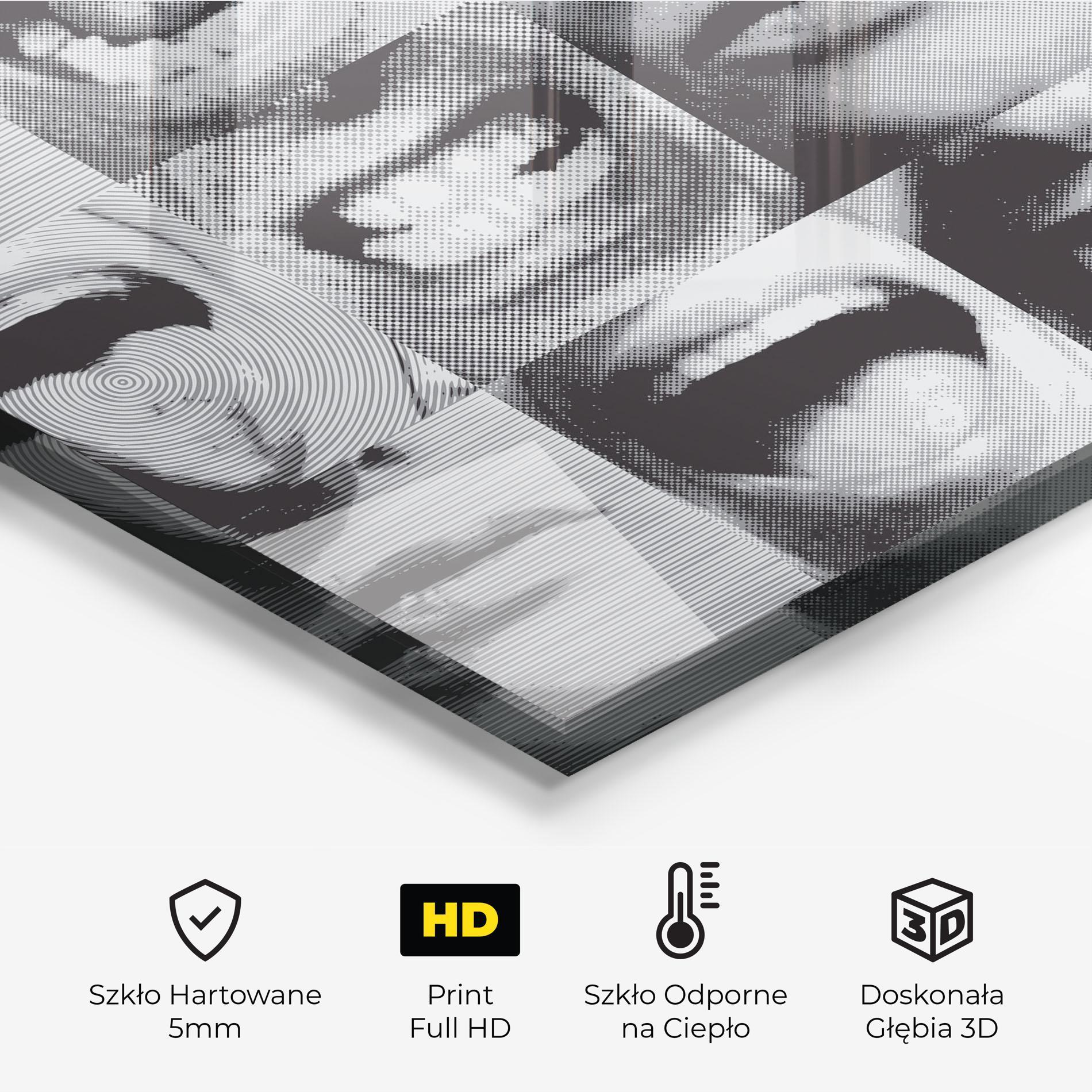 Panel Szklany do Kuchni Grey Mouth Collage mockup 2