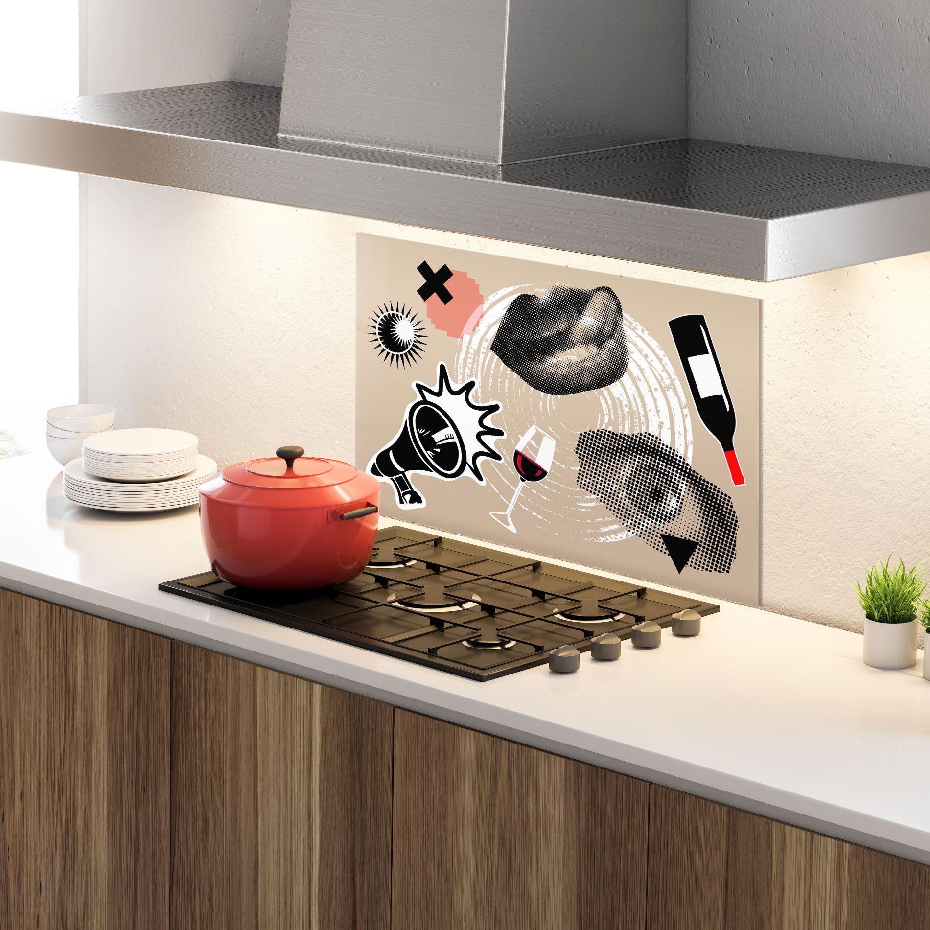 Panel Szklany do Kuchni Lips Mouth Collage mockup 4