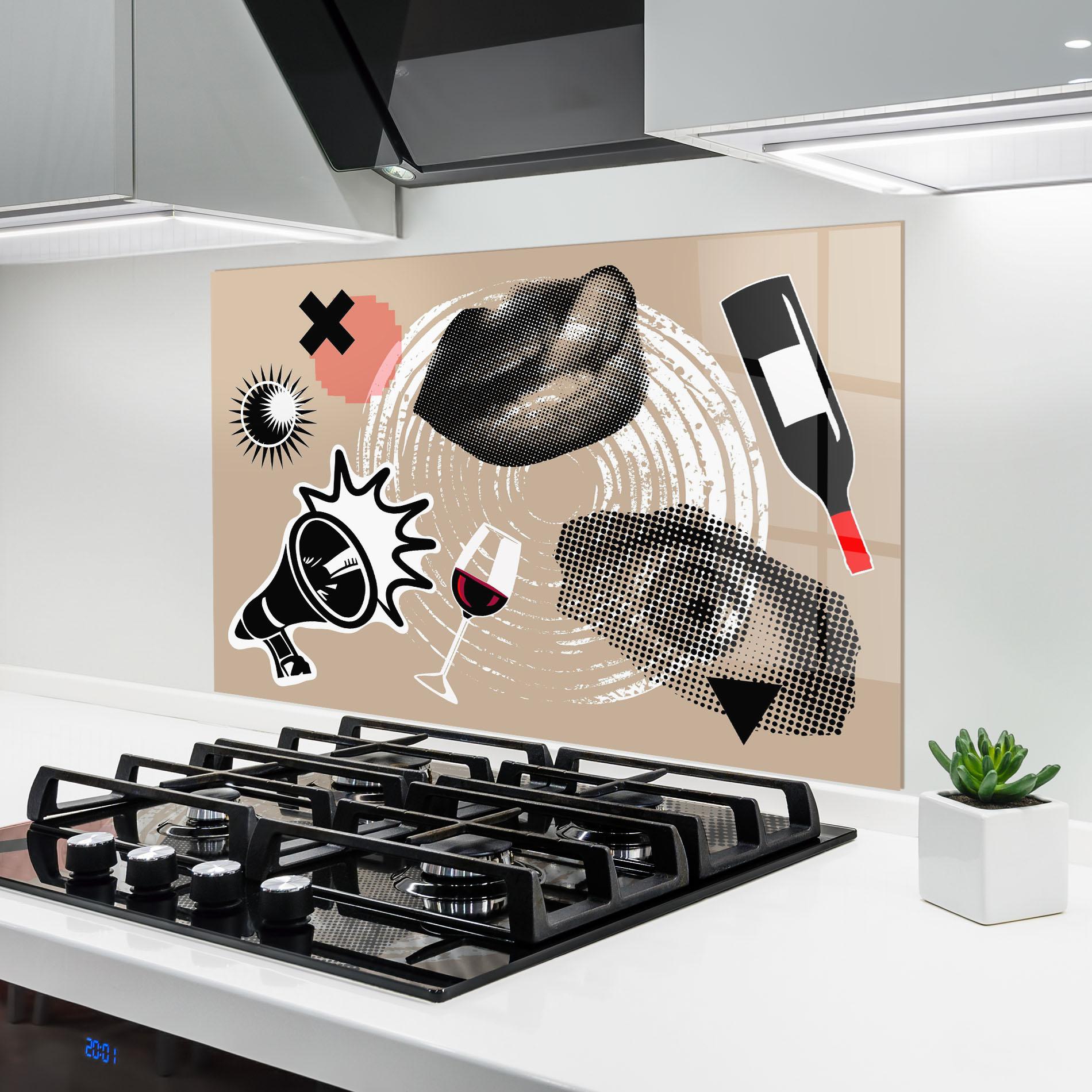 Panel Szklany do Kuchni Lips Mouth Collage mockup 6