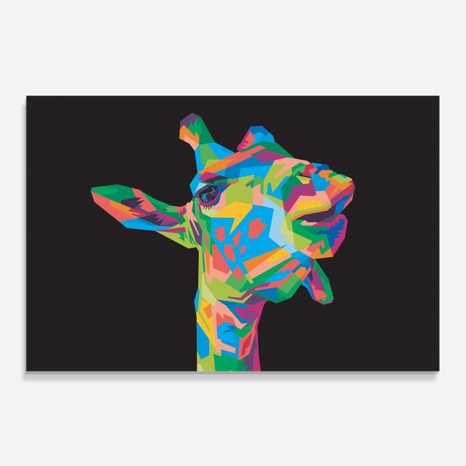 Panel Szklany do Kuchni Colorful Art Giraffe mockup 0