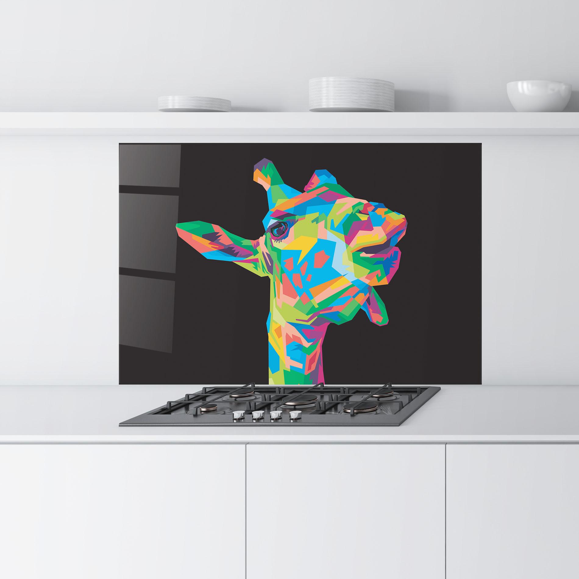 Panel Szklany do Kuchni Colorful Art Giraffe mockup 9