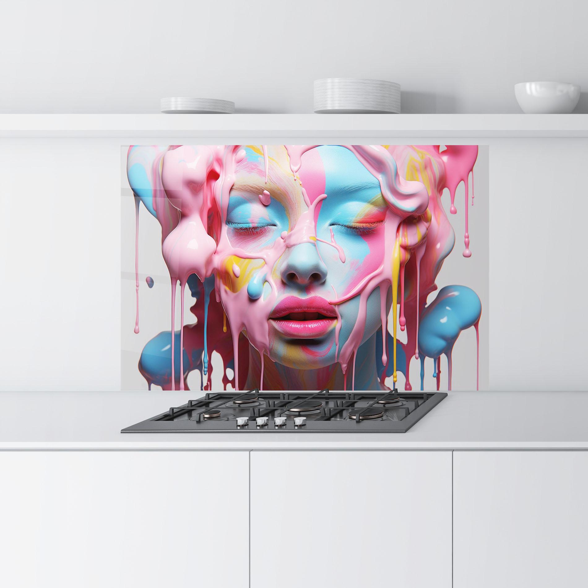 Panel Szklany do Kuchni Colorful Face Paint mockup 9